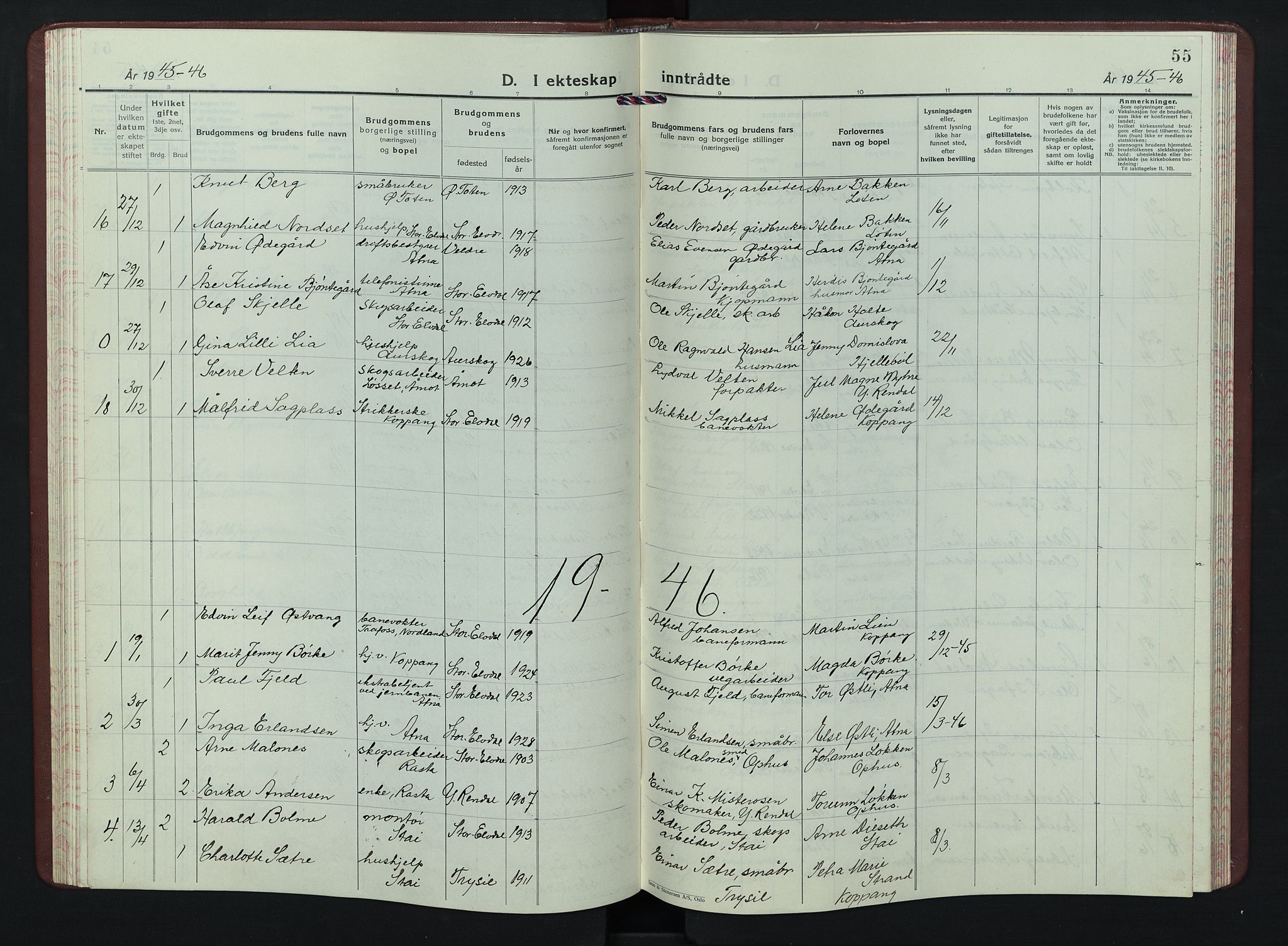 Stor-Elvdal prestekontor, AV/SAH-PREST-052/H/Ha/Hab/L0009: Parish register (copy) no. 9, 1927-1955, p. 55