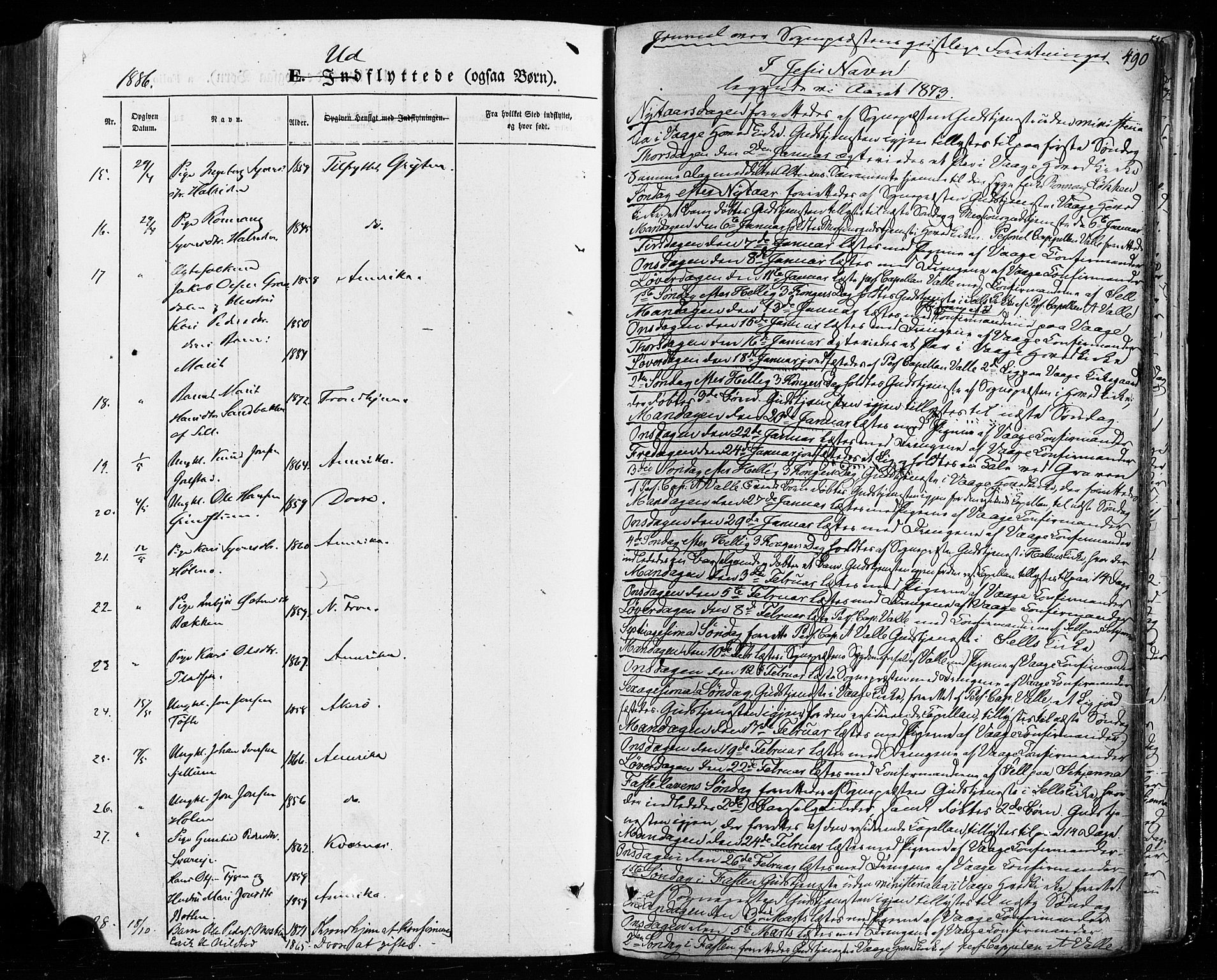Vågå prestekontor, SAH/PREST-076/H/Ha/Haa/L0007: Parish register (official) no. 7 /1, 1872-1886, p. 490