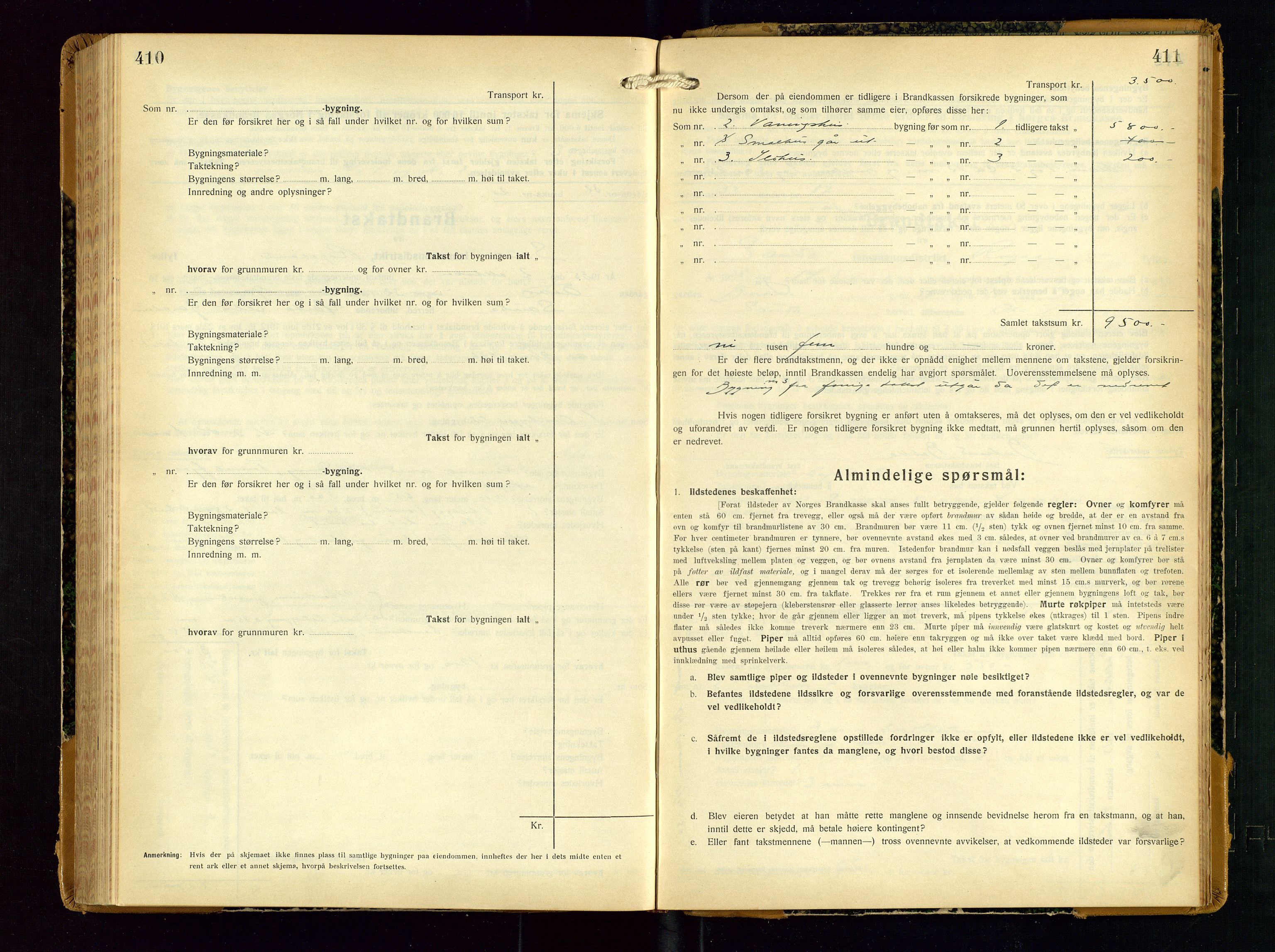 Sauda lensmannskontor, SAST/A-100177/Gob/L0003: Branntakstprotokoll - skjematakst, 1928-1936, p. 410-411