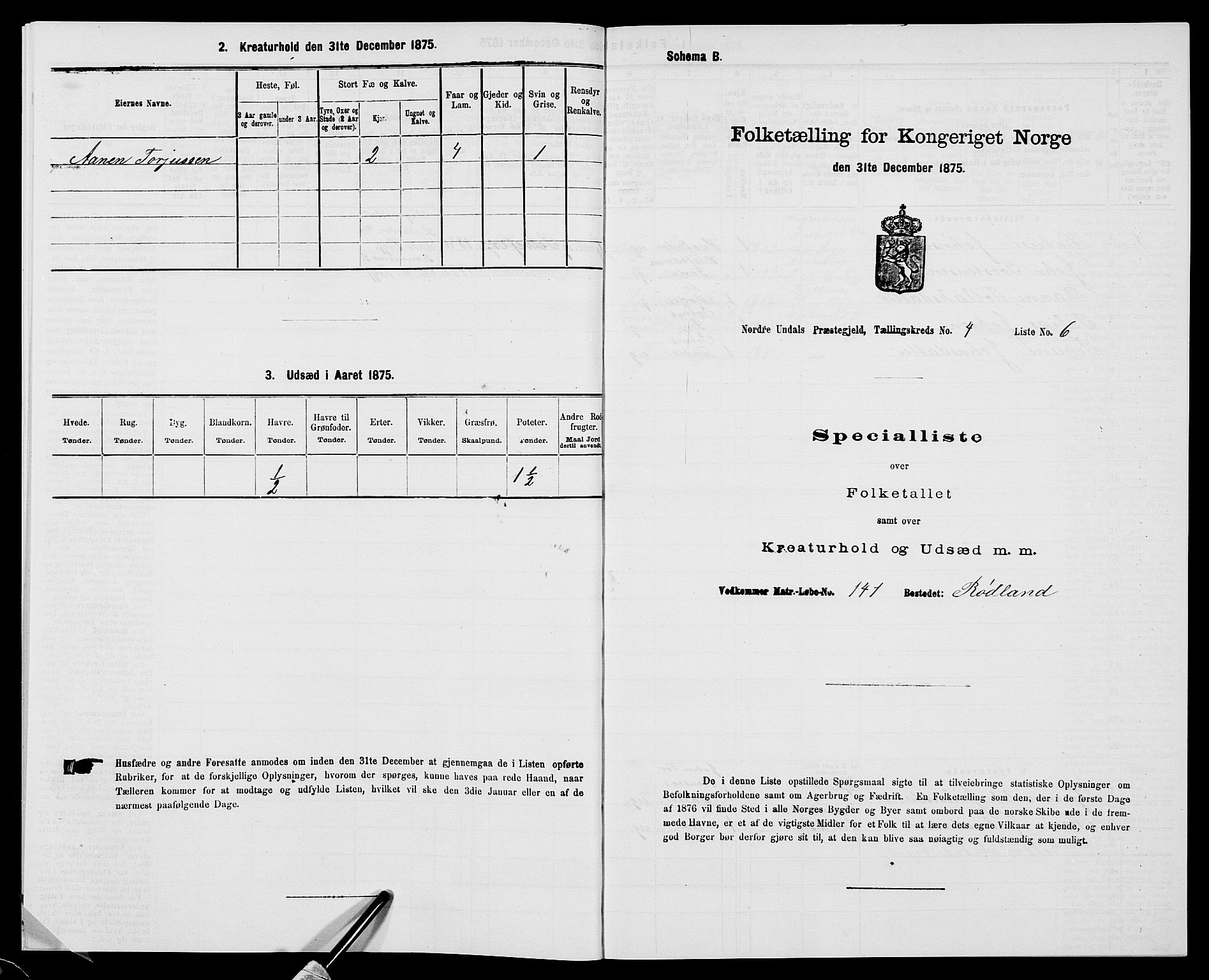 SAK, 1875 census for 1028P Nord-Audnedal, 1875, p. 361