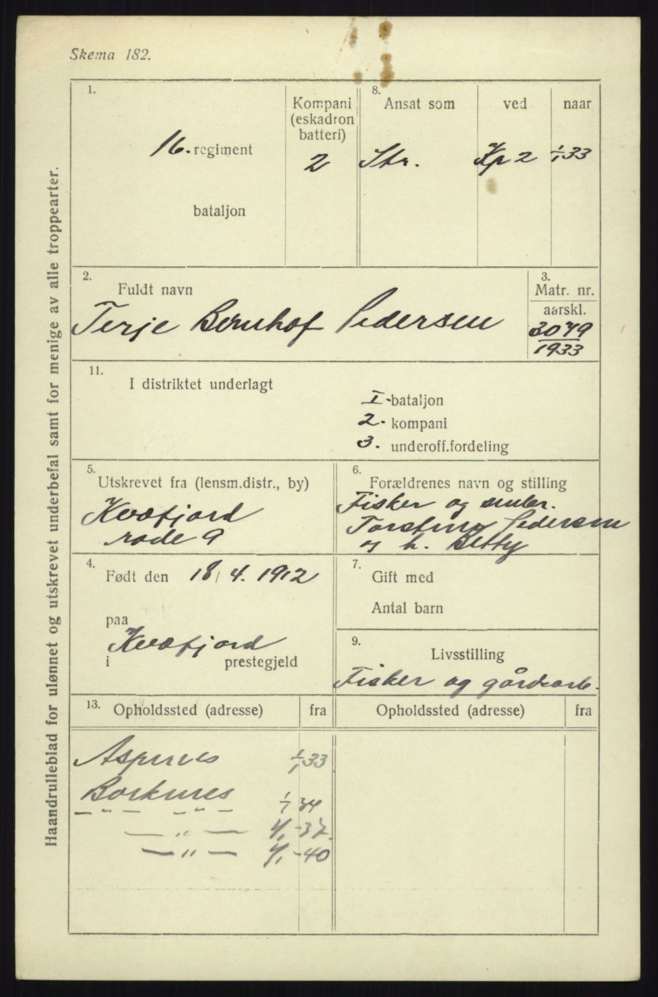 Forsvaret, Troms infanteriregiment nr. 16, AV/RA-RAFA-3146/P/Pa/L0017: Rulleblad for regimentets menige mannskaper, årsklasse 1933, 1933, p. 1055