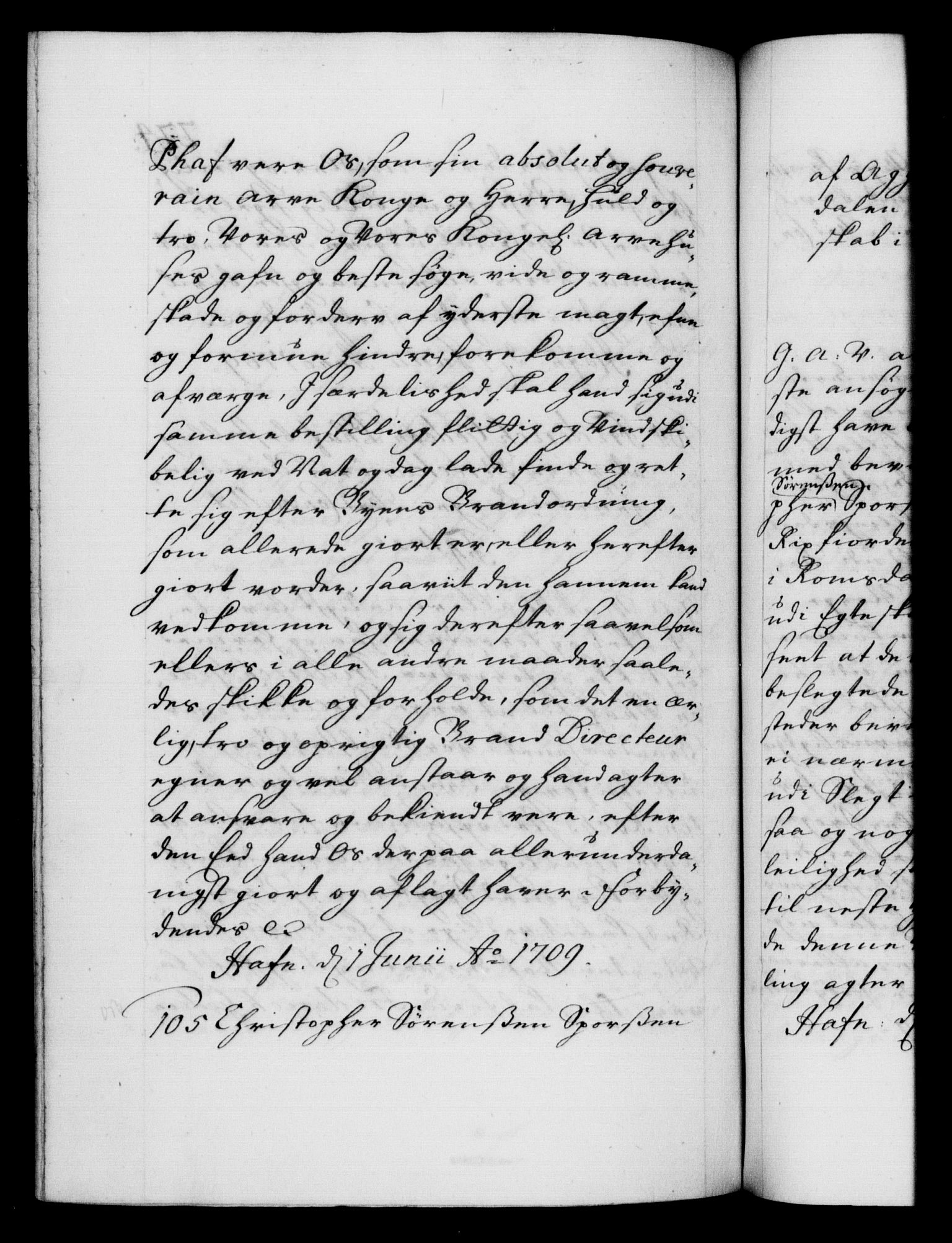 Danske Kanselli 1572-1799, RA/EA-3023/F/Fc/Fca/Fcaa/L0020: Norske registre, 1708-1711, p. 224b