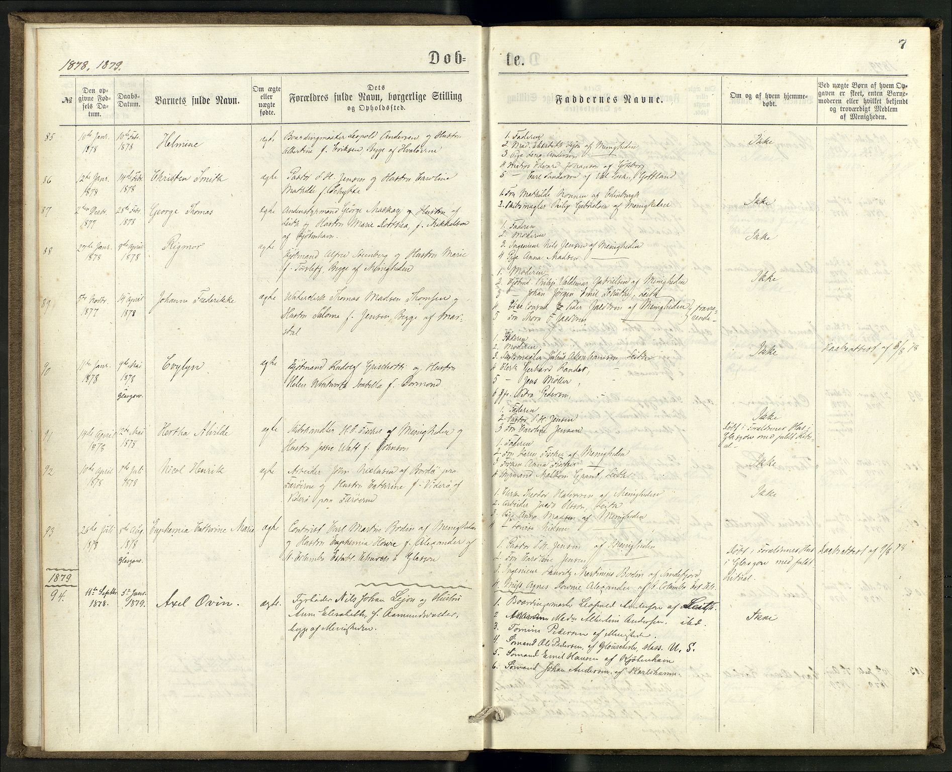 Den norske sjømannsmisjon i utlandet/Skotske havner (Leith, Glasgow), SAB/SAB/PA-0100/H/Ha/Haa/L0002: Parish register (official) no. A 2, 1877-1887, p. 6b-7a