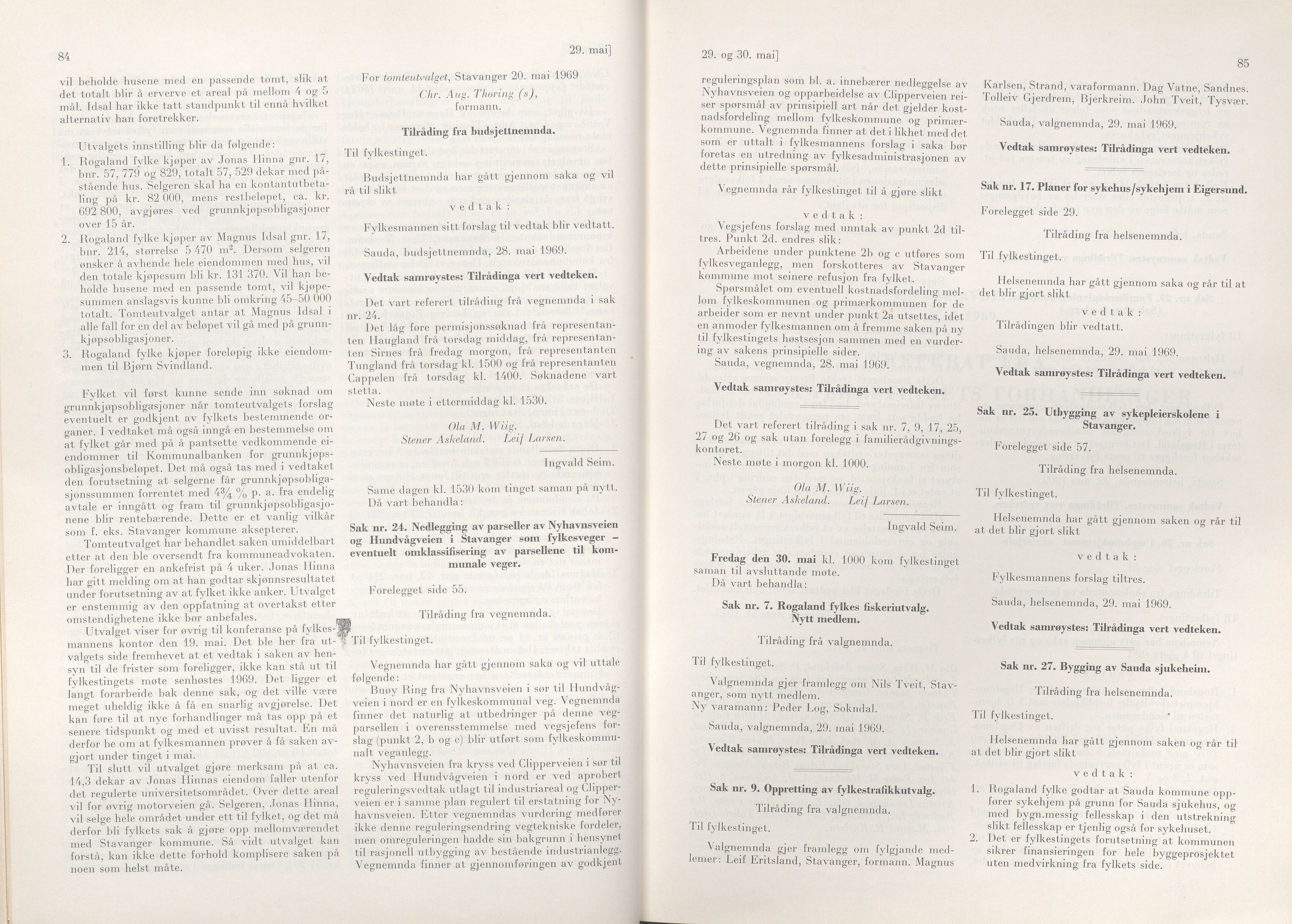 Rogaland fylkeskommune - Fylkesrådmannen , IKAR/A-900/A/Aa/Aaa/L0089: Møtebok , 1969, p. 84-85