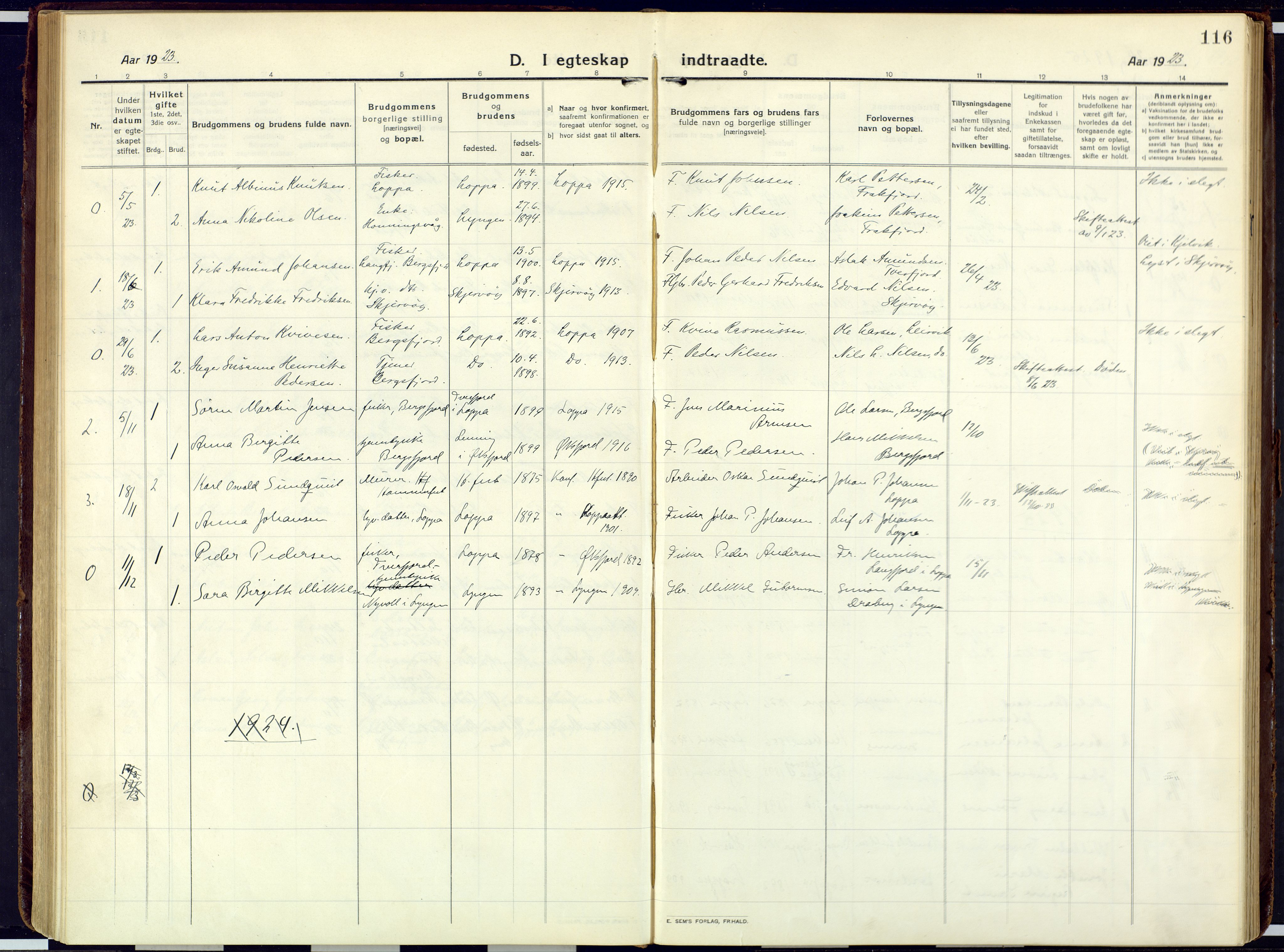 Loppa sokneprestkontor, SATØ/S-1339/H/Ha/L0013kirke: Parish register (official) no. 13, 1920-1932, p. 116