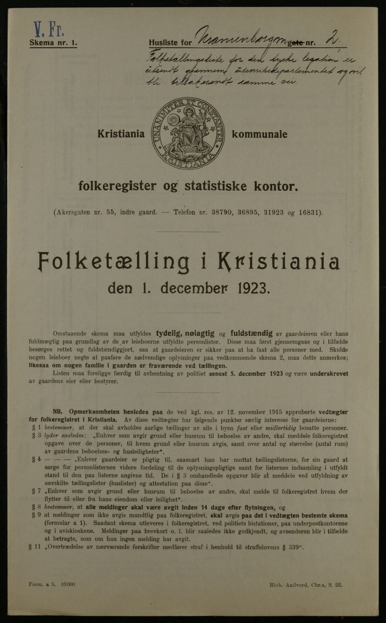 OBA, Municipal Census 1923 for Kristiania, 1923, p. 133048