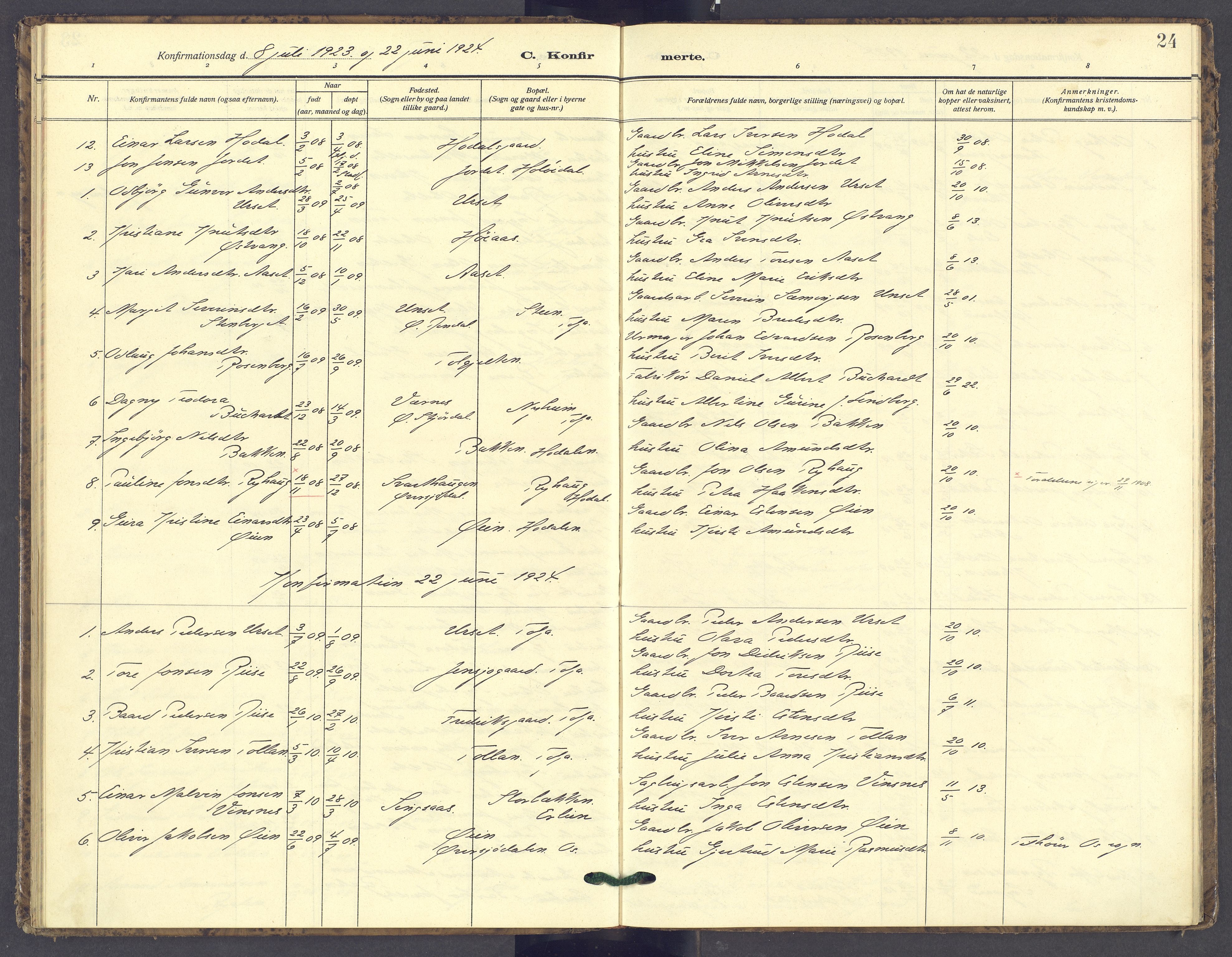 Tolga prestekontor, AV/SAH-PREST-062/K/L0016: Parish register (official) no. 16, 1908-1957, p. 24