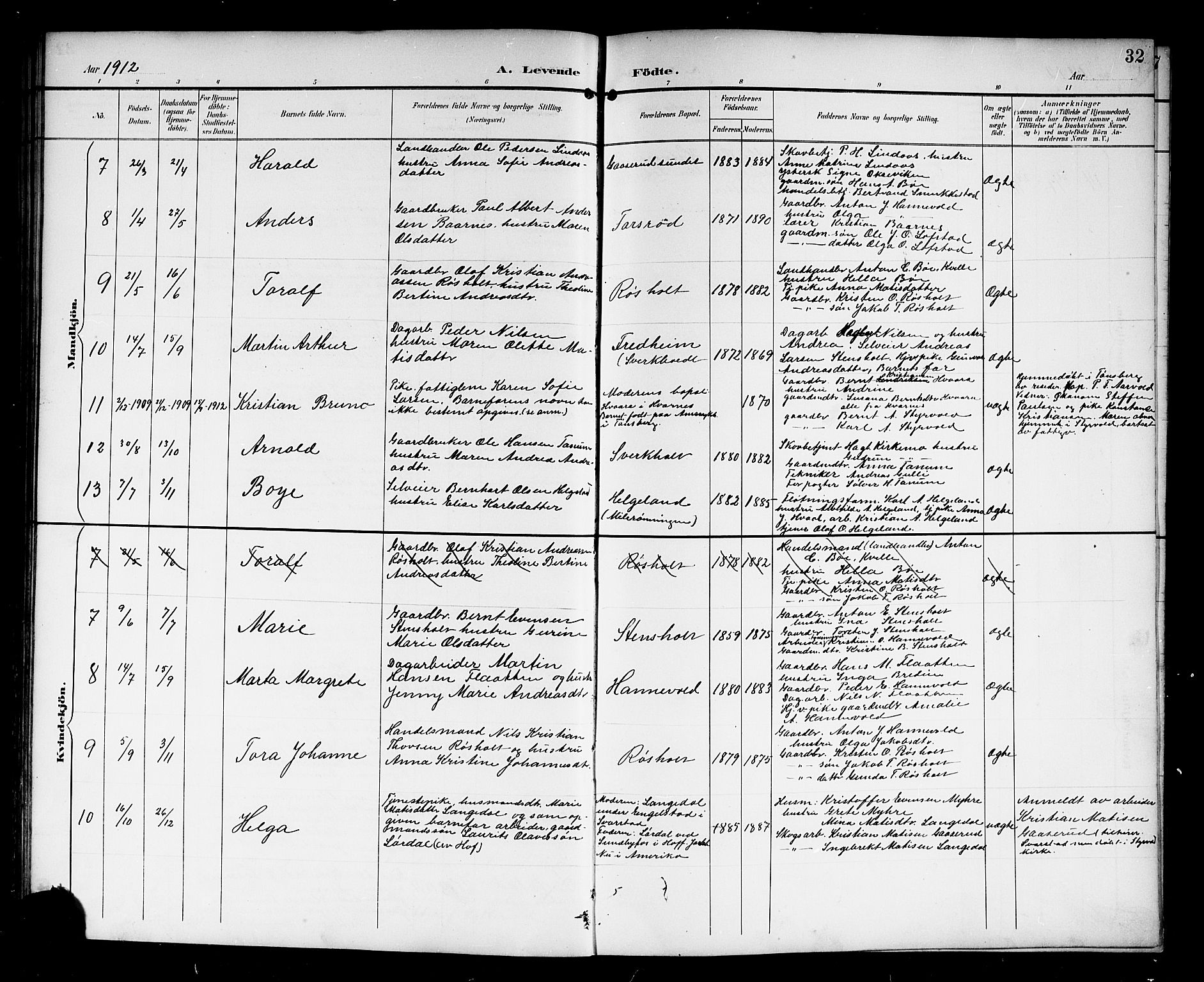Lardal kirkebøker, AV/SAKO-A-350/G/Gc/L0002: Parish register (copy) no. III 2, 1894-1918, p. 32