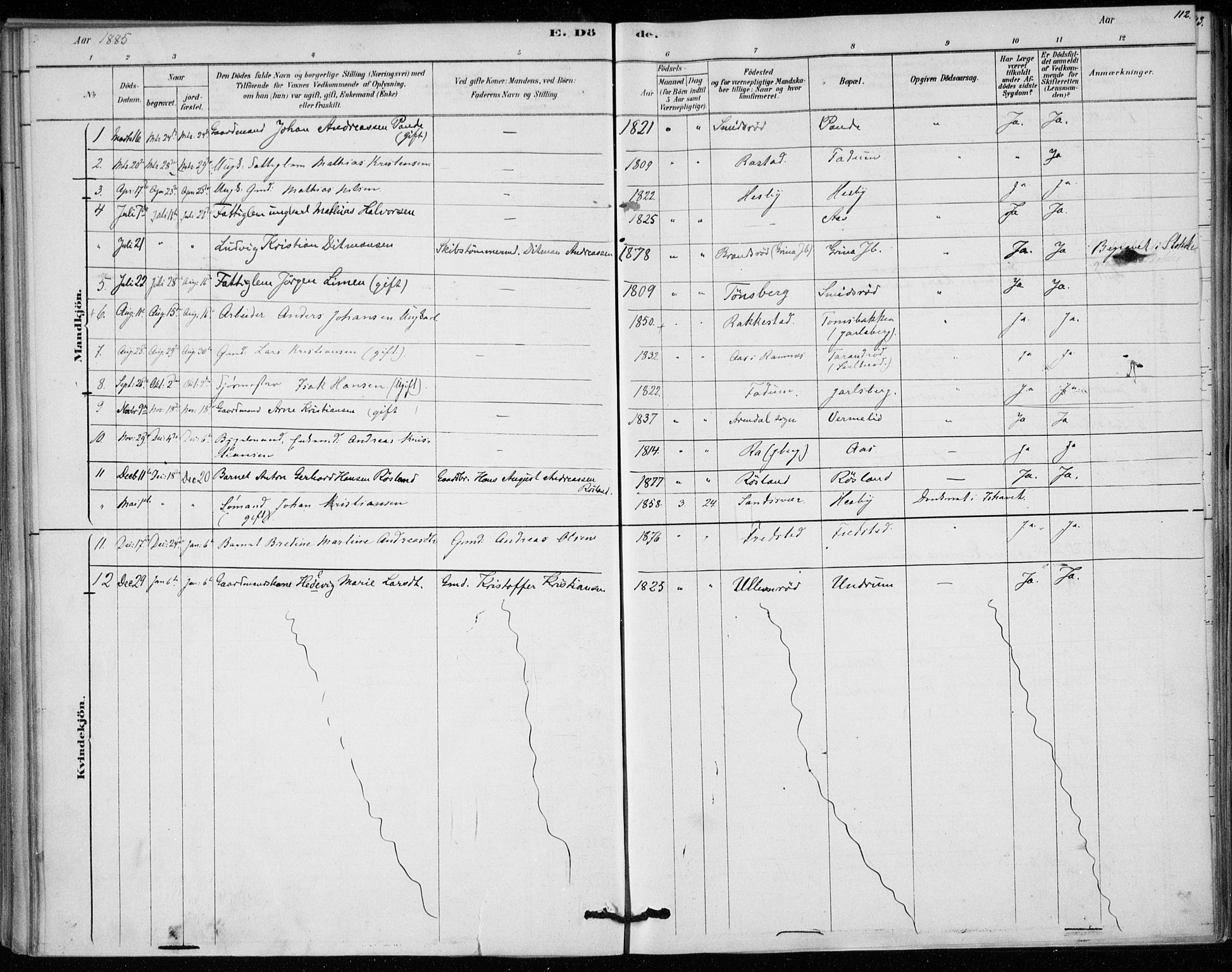 Sem kirkebøker, AV/SAKO-A-5/F/Fa/L0010: Parish register (official) no. I 10, 1878-1887, p. 112