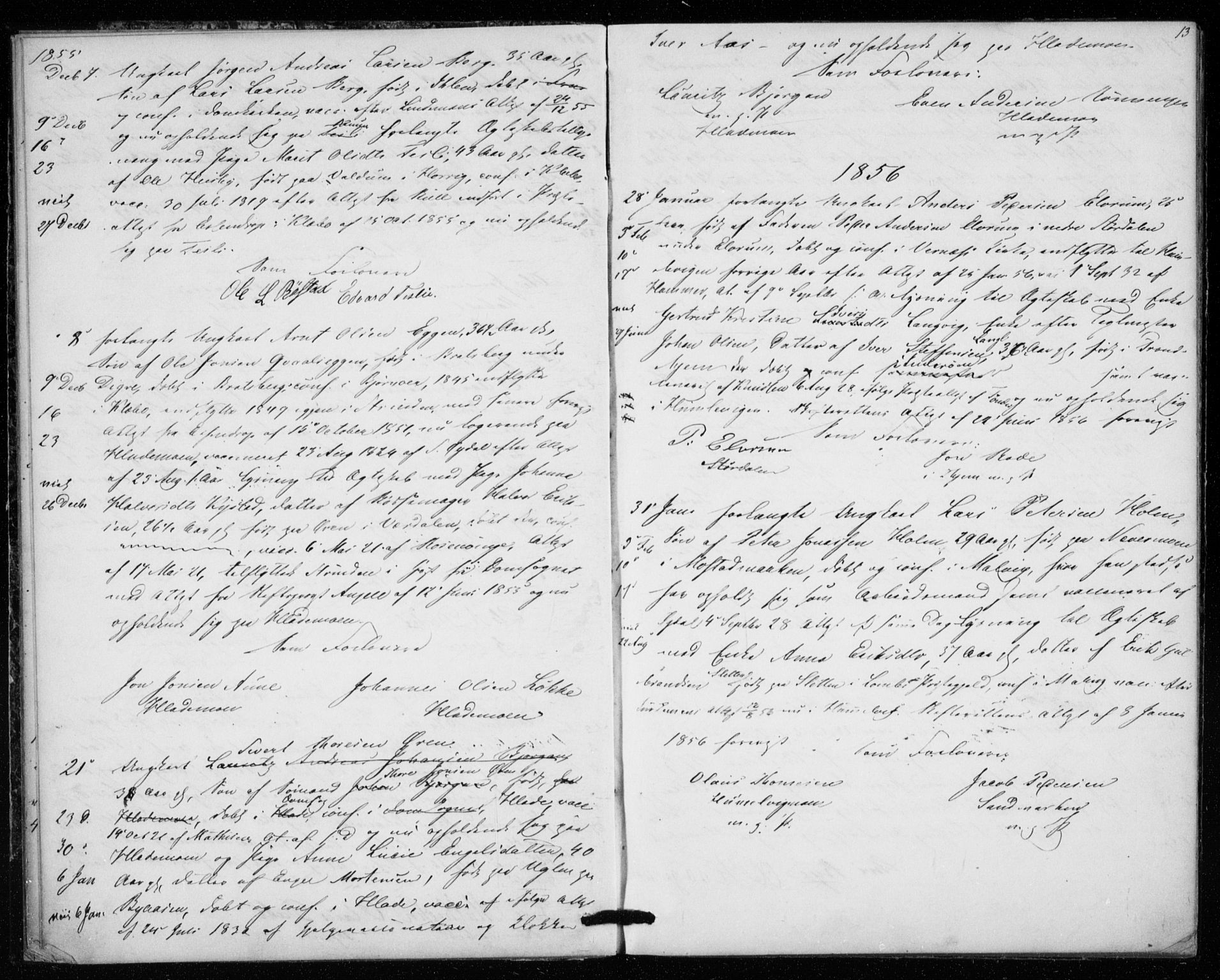 Ministerialprotokoller, klokkerbøker og fødselsregistre - Sør-Trøndelag, SAT/A-1456/606/L0297: Banns register no. 606A12, 1854-1861, p. 13