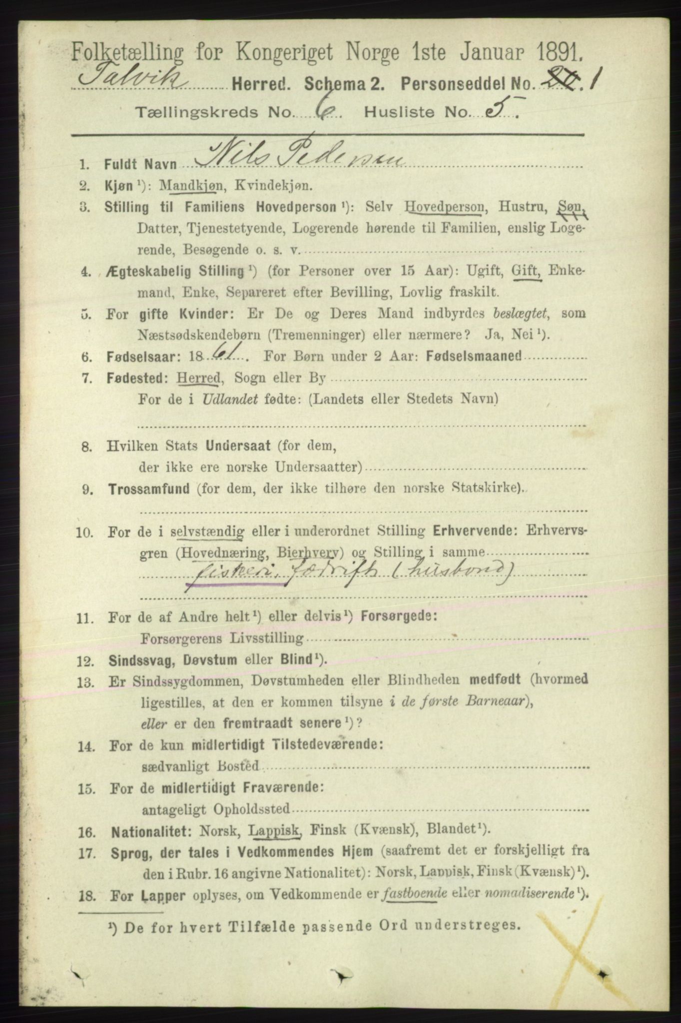 RA, 1891 census for 2013 Talvik, 1891, p. 1634