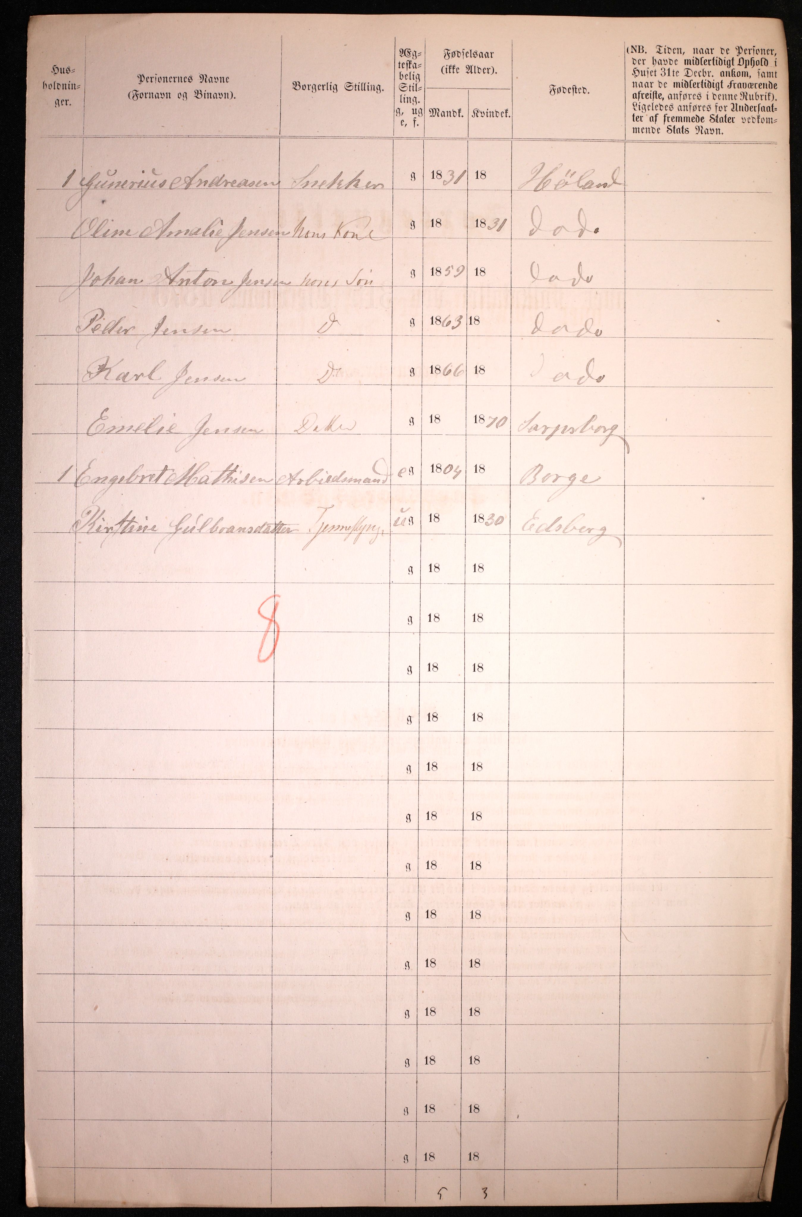 RA, 1870 census for 0102 Sarpsborg, 1870, p. 296