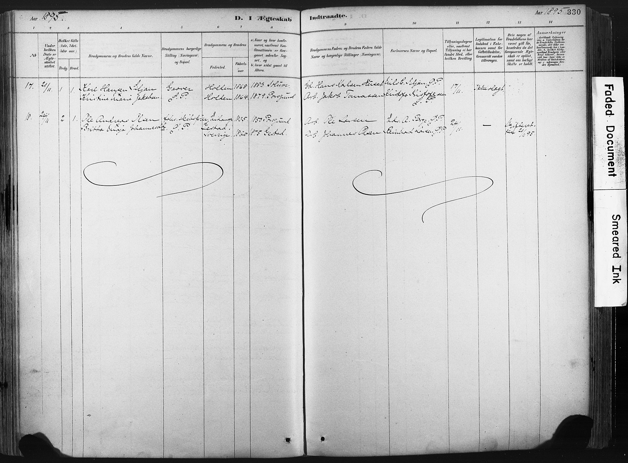 Porsgrunn kirkebøker , AV/SAKO-A-104/F/Fa/L0008: Parish register (official) no. 8, 1878-1895, p. 330