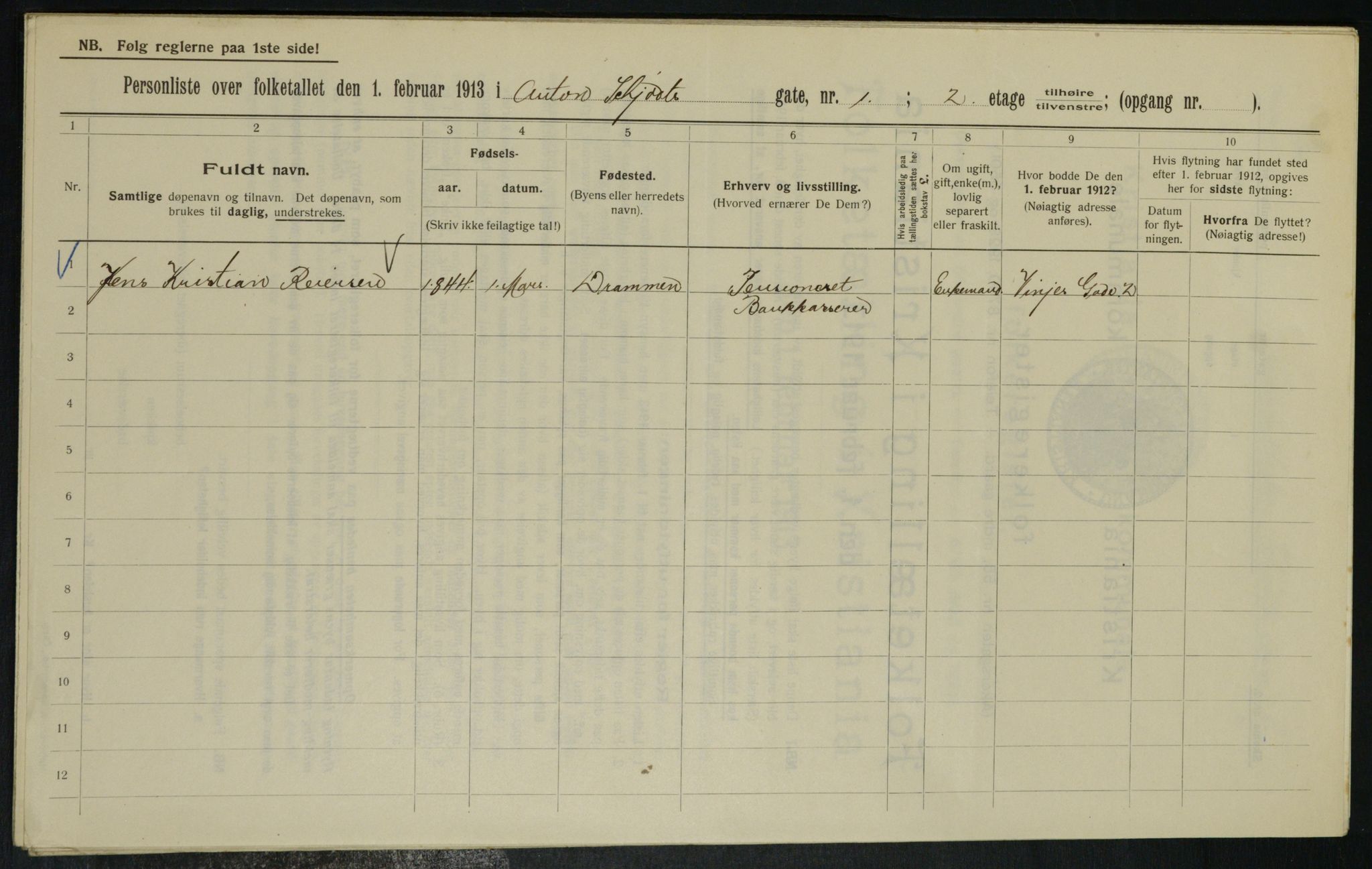 OBA, Municipal Census 1913 for Kristiania, 1913, p. 1254