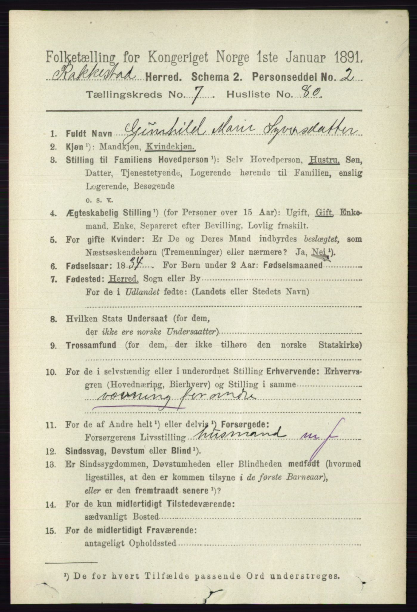 RA, 1891 census for 0128 Rakkestad, 1891, p. 3547