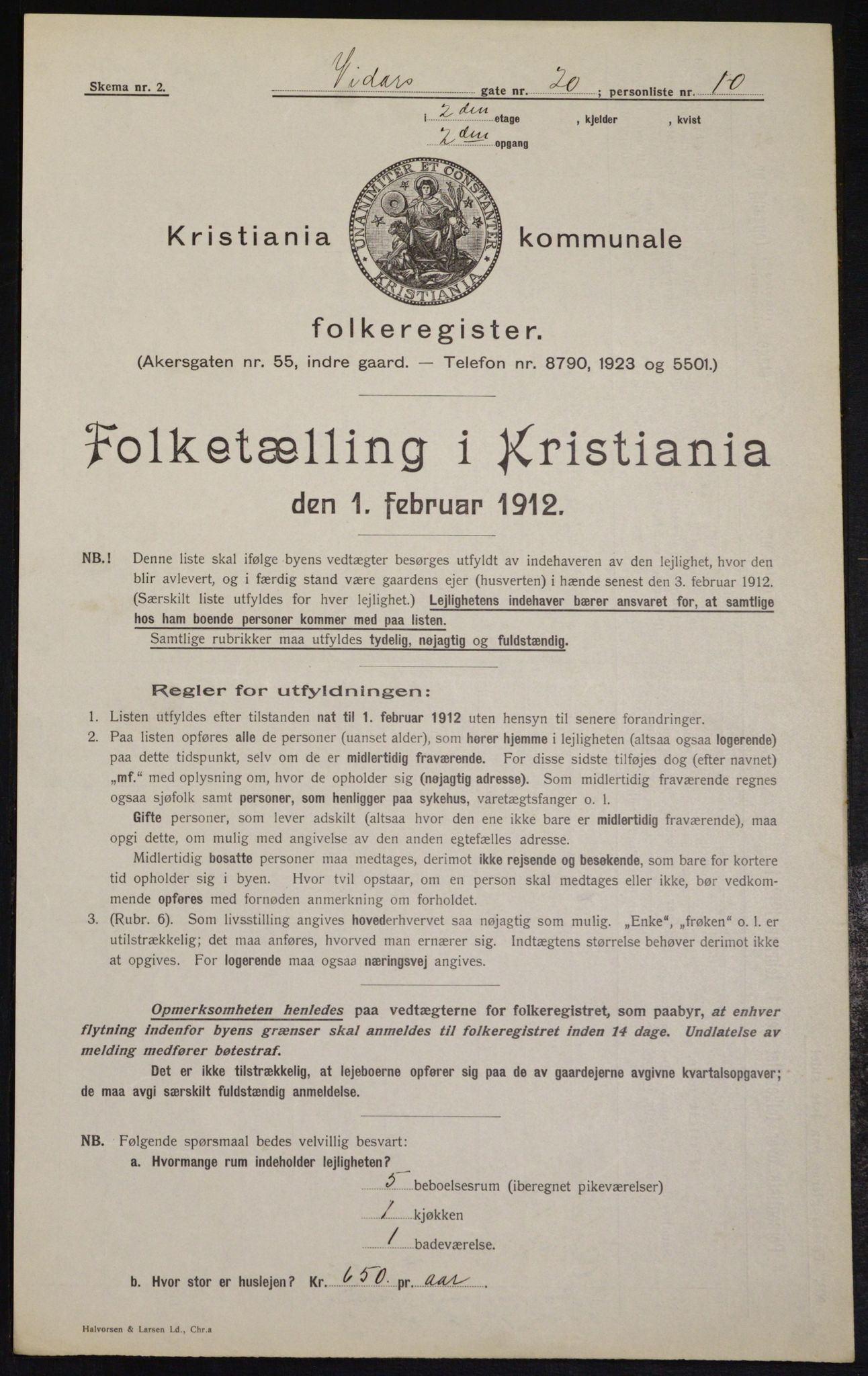 OBA, Municipal Census 1912 for Kristiania, 1912, p. 123665