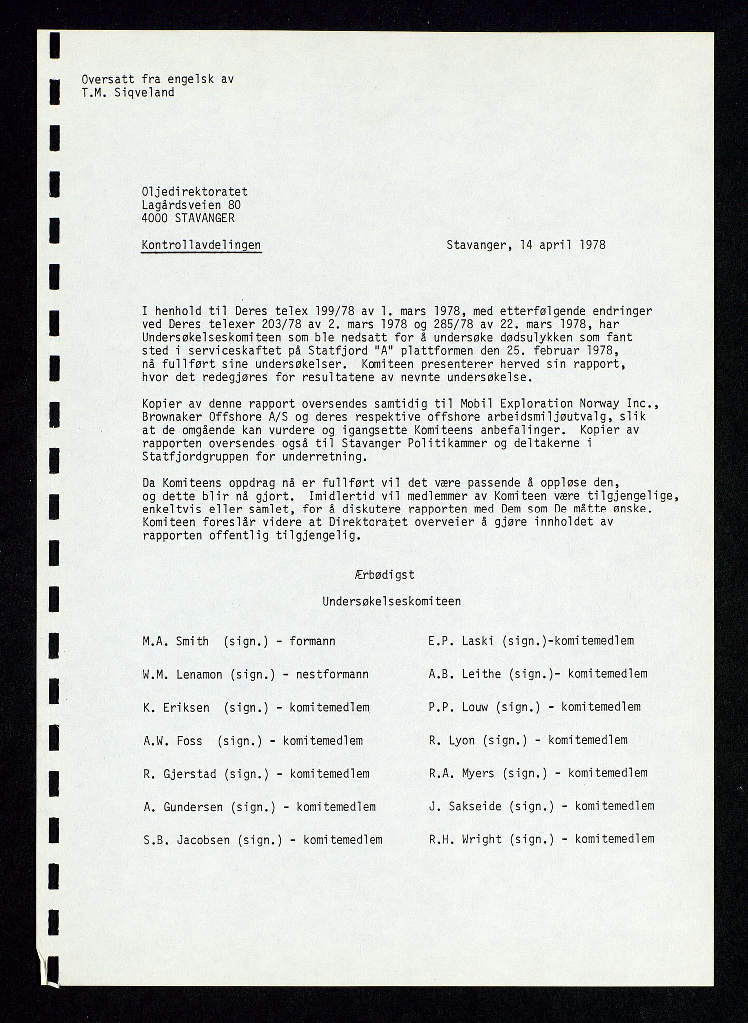 Pa 1339 - Statoil ASA, AV/SAST-A-101656/0001/D/Dm/L0410: Utblåsing. Ulykker og Skader., 1978, p. 109