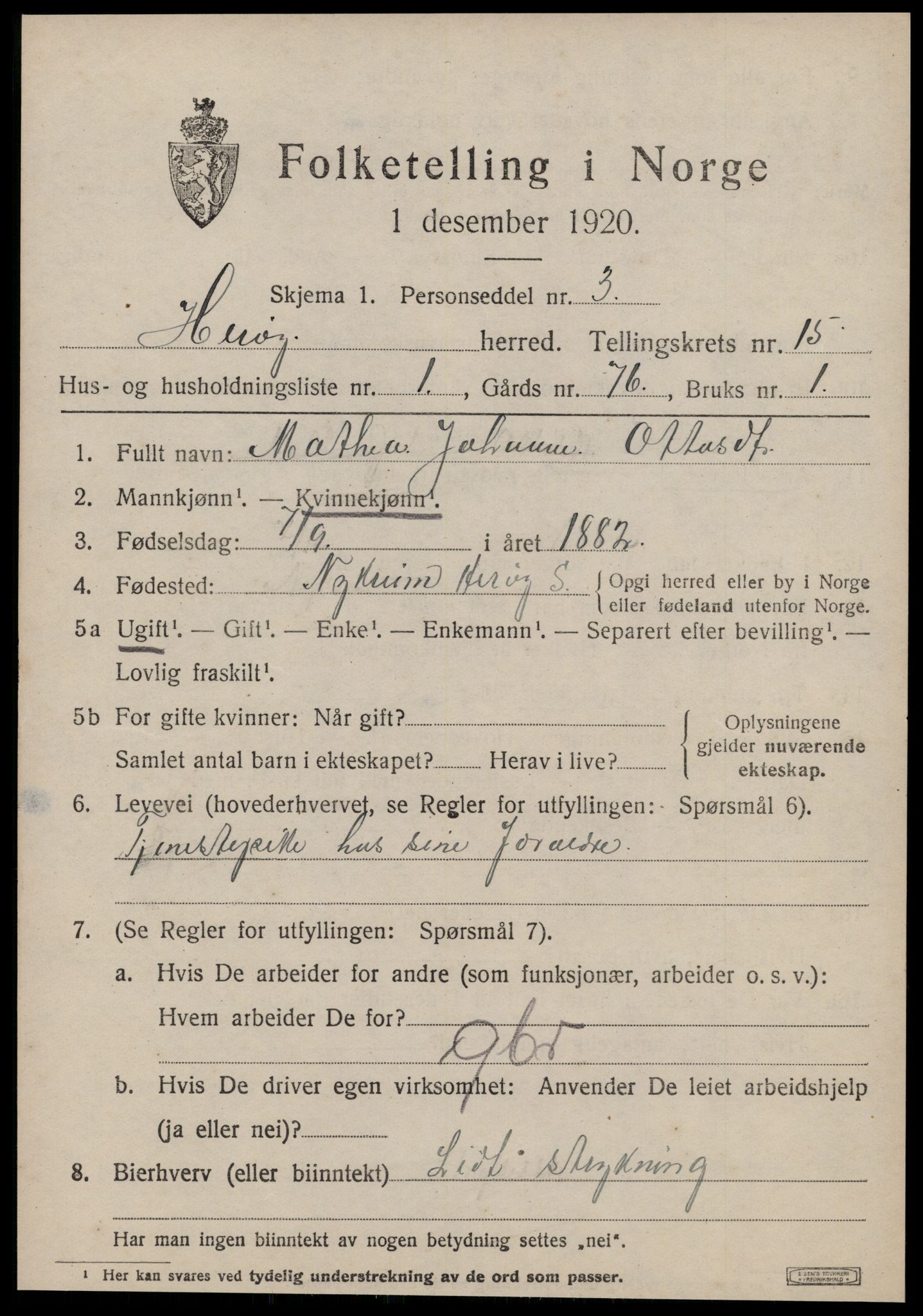 SAT, 1920 census for Herøy (MR), 1920, p. 9391