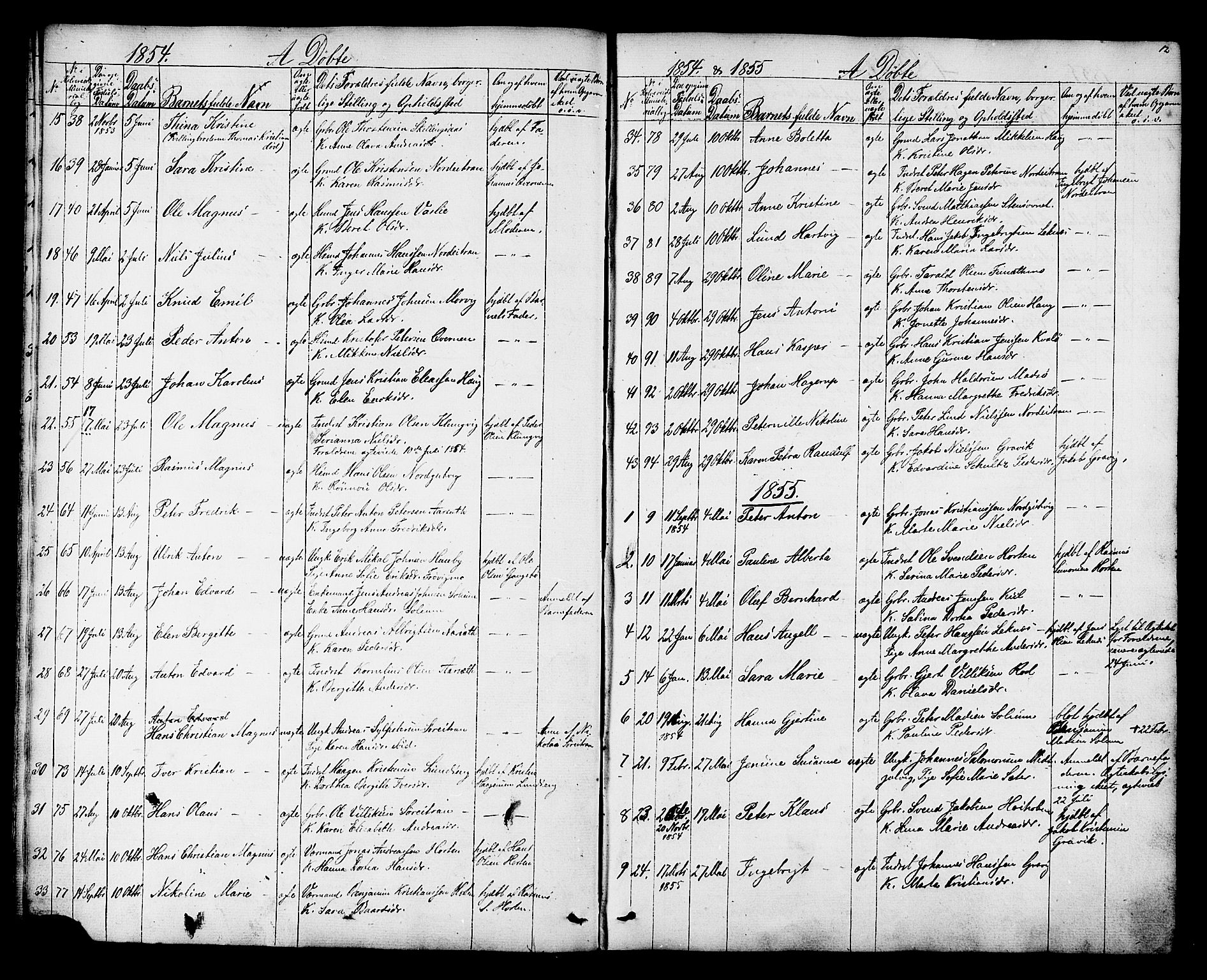 Ministerialprotokoller, klokkerbøker og fødselsregistre - Nord-Trøndelag, SAT/A-1458/788/L0695: Parish register (official) no. 788A02, 1843-1862, p. 12