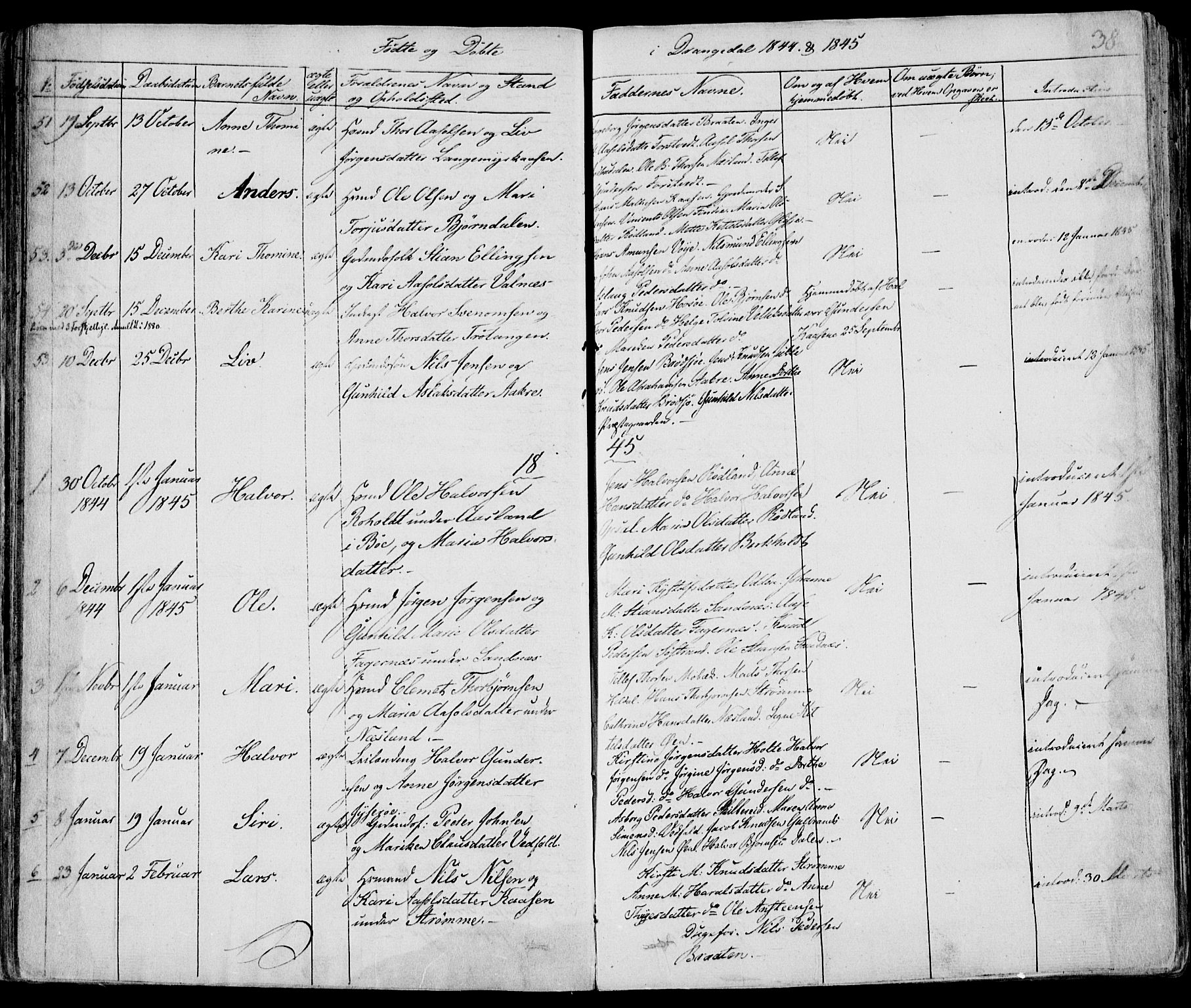 Drangedal kirkebøker, SAKO/A-258/F/Fa/L0007a: Parish register (official) no. 7a, 1837-1856, p. 38