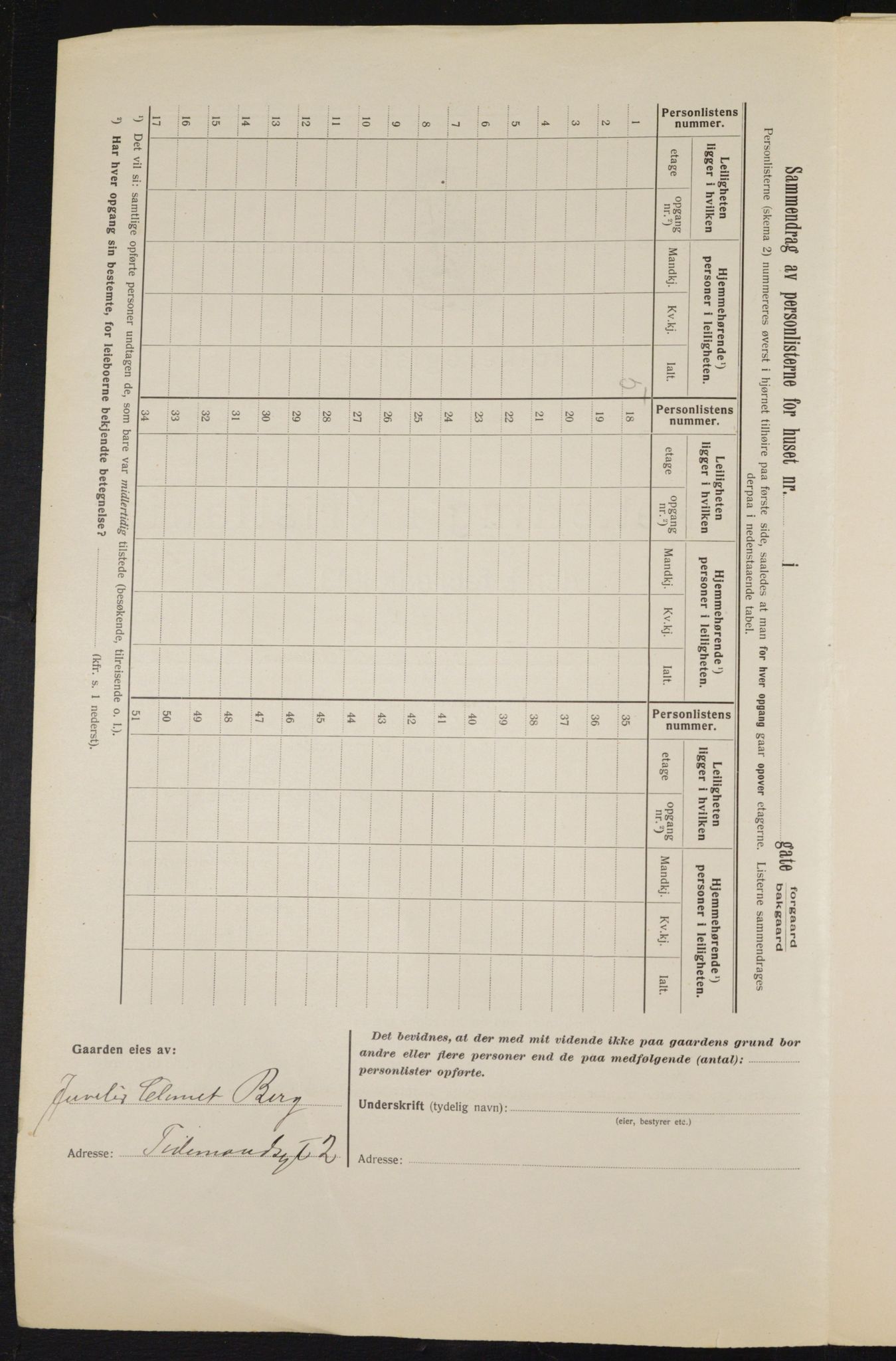 OBA, Municipal Census 1913 for Kristiania, 1913, p. 111395