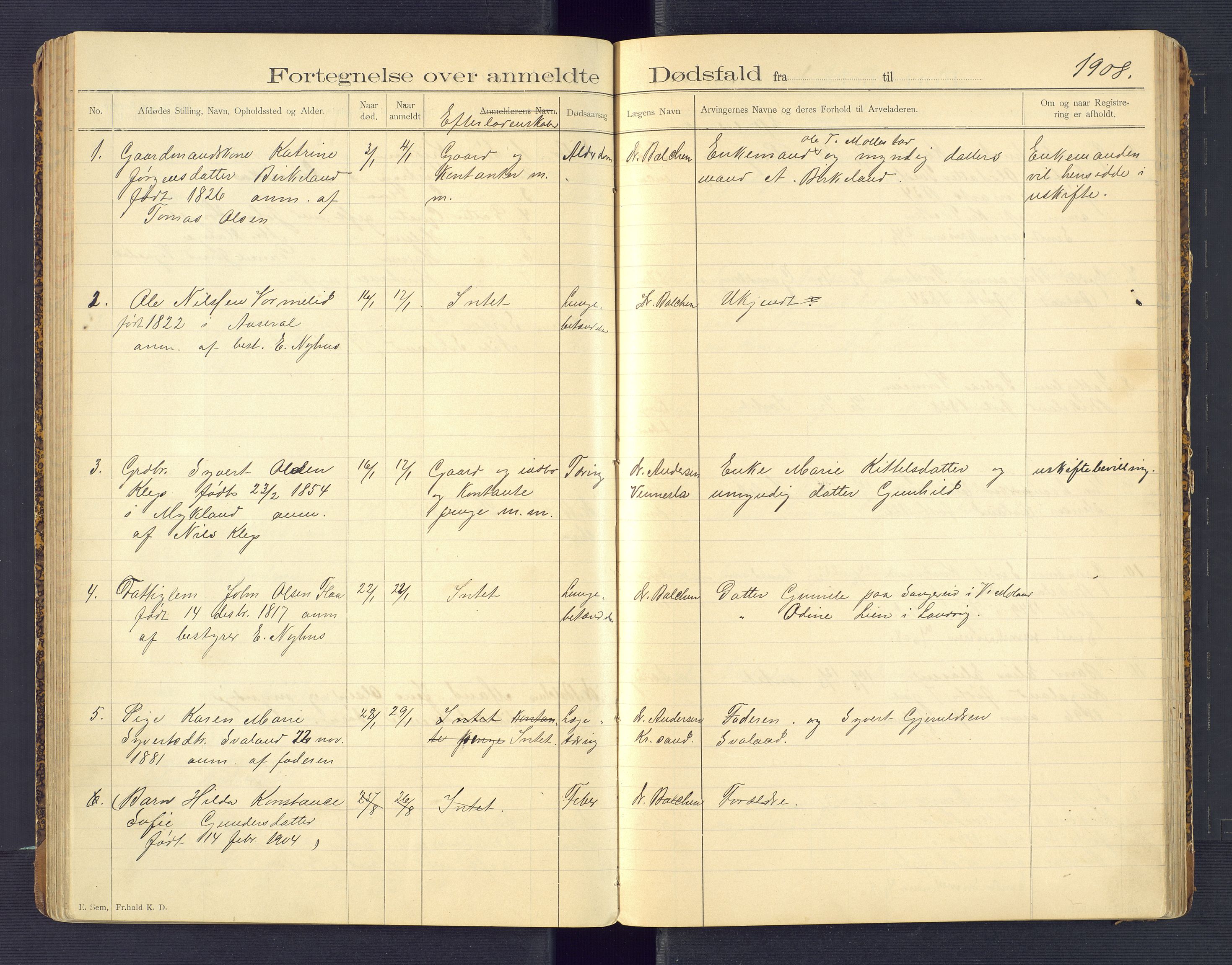 Birkenes lensmannskontor, AV/SAK-1241-0004/F/Fe/L0001/0001: Dødsfallsprotokoller / Dødsfallsprotokoll, 1898-1920