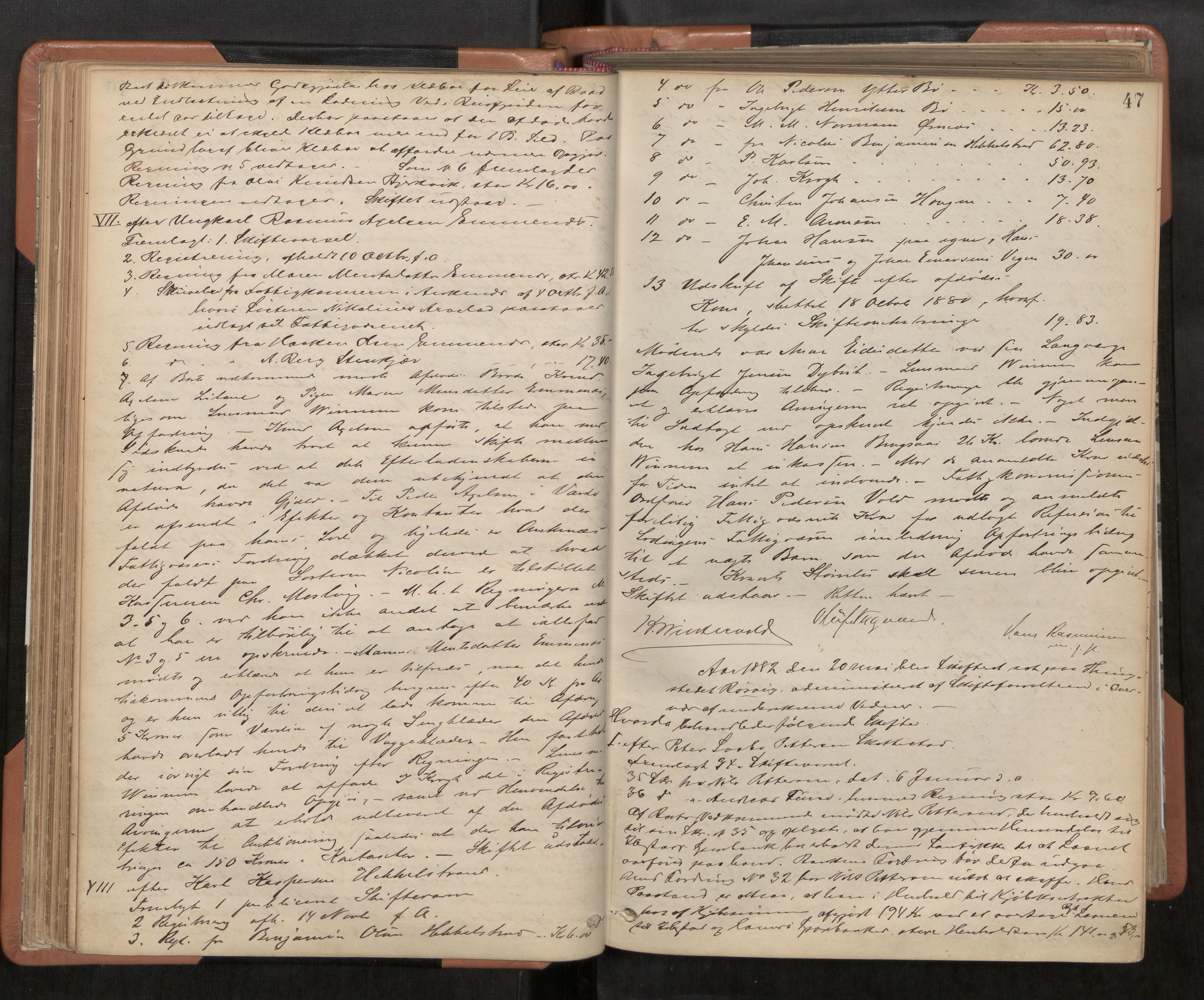 Steigen og Ofoten sorenskriveri, AV/SAT-A-0030/1/3/3B/L0001: Skiftebehandlingsprotokoll, 1879-1901, p. 47