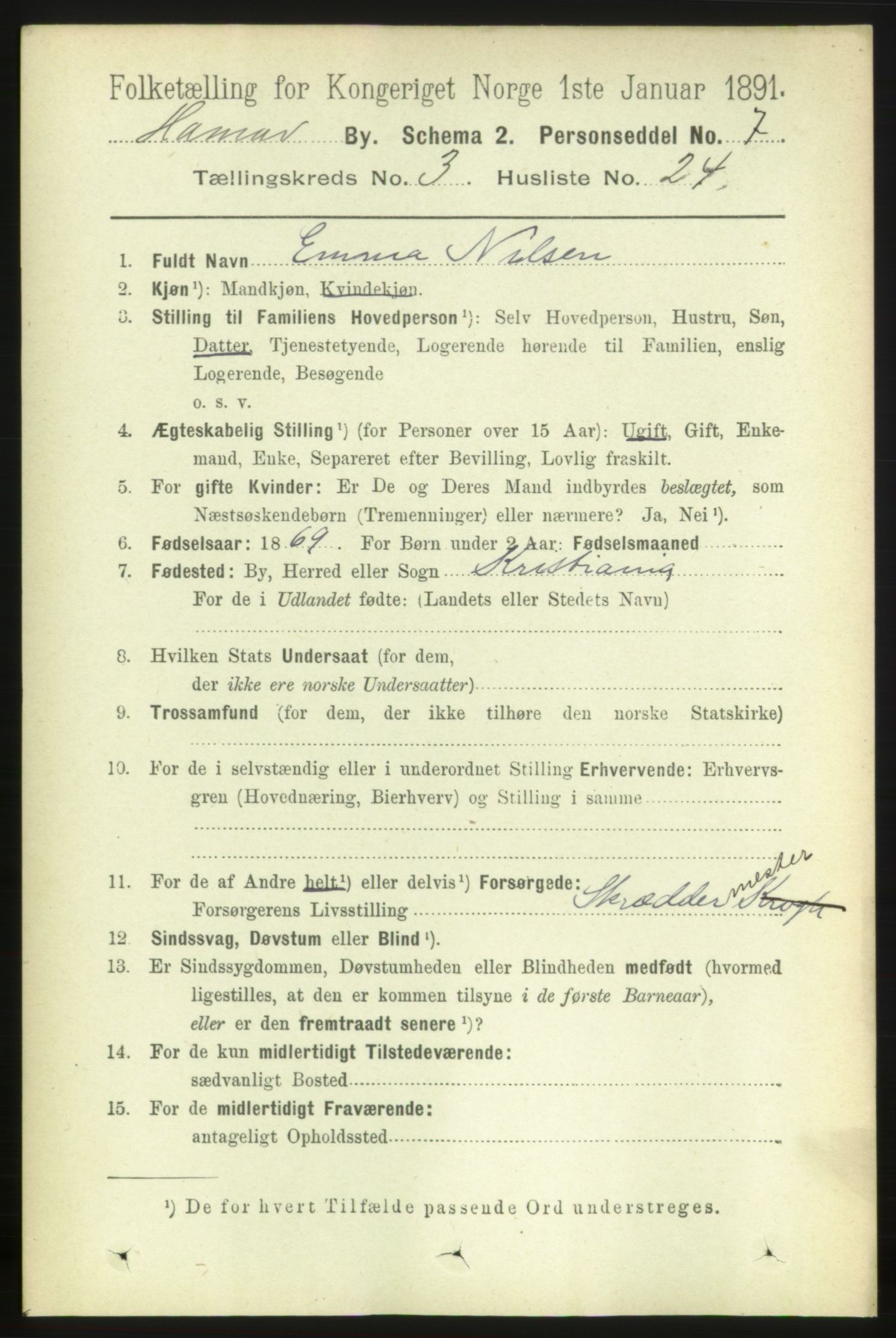 RA, 1891 census for 0401 Hamar, 1891, p. 2239