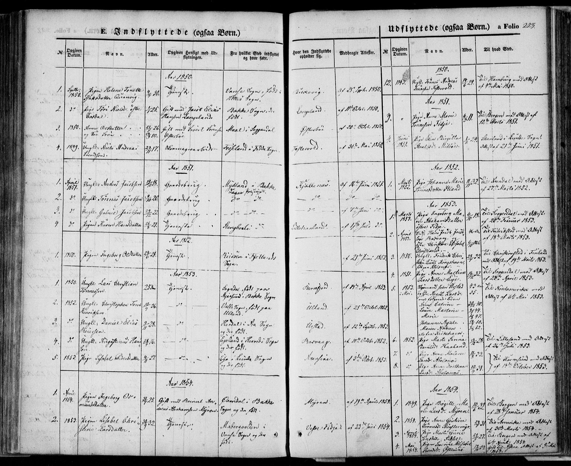 Flekkefjord sokneprestkontor, SAK/1111-0012/F/Fa/Fab/L0004: Parish register (official) no. A 4, 1850-1875, p. 228