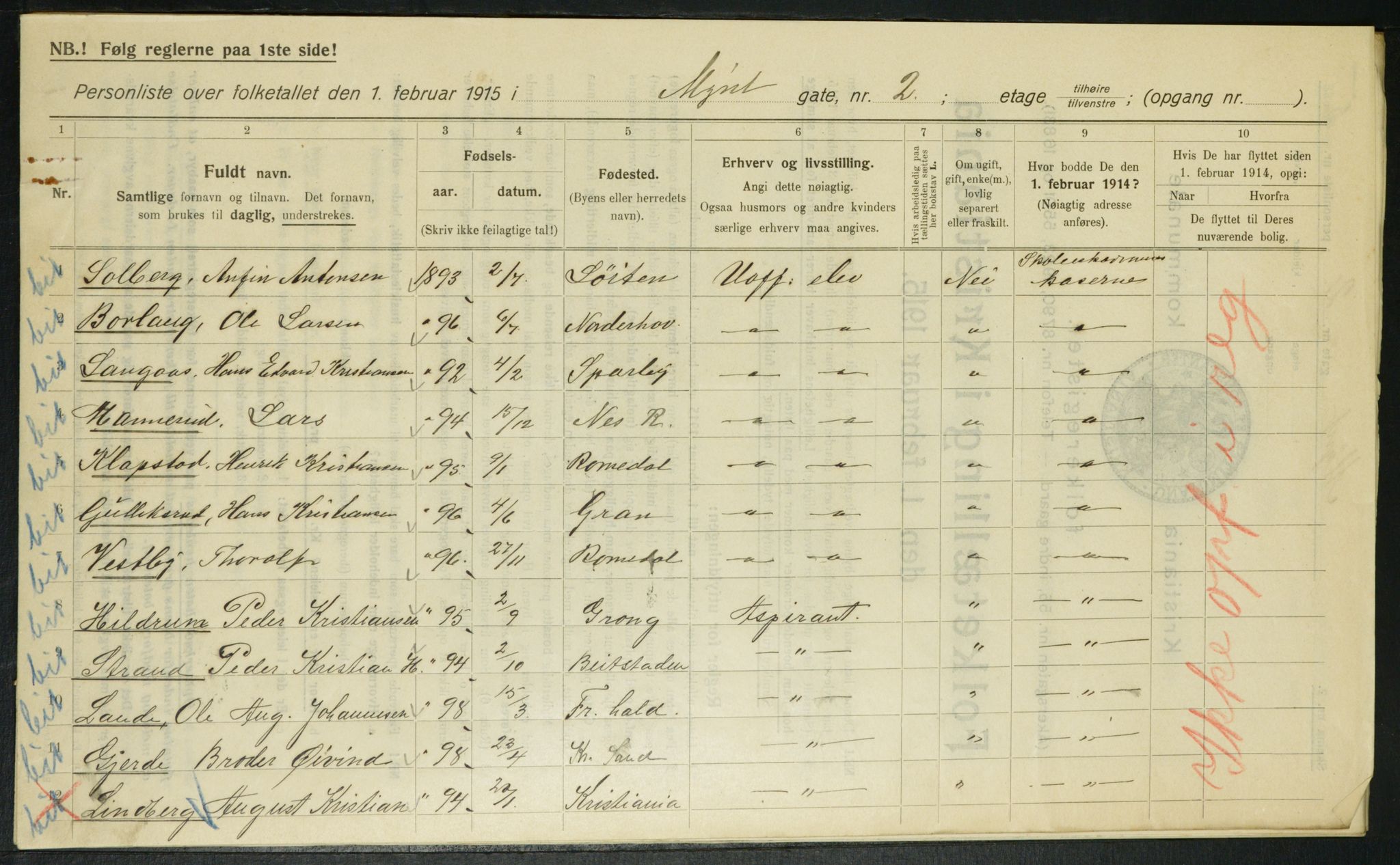 OBA, Municipal Census 1915 for Kristiania, 1915, p. 67776