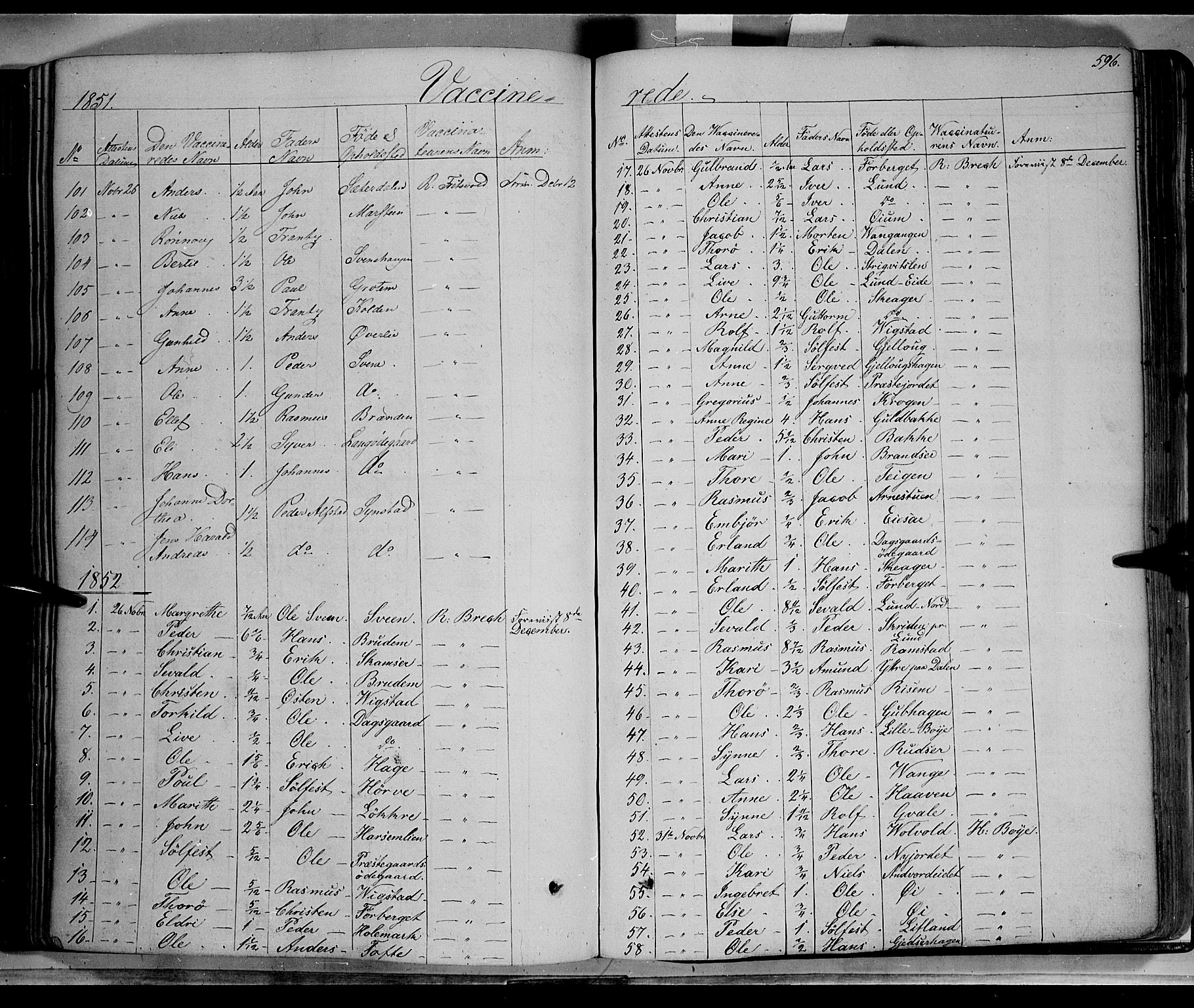 Lom prestekontor, SAH/PREST-070/K/L0006: Parish register (official) no. 6B, 1837-1863, p. 596