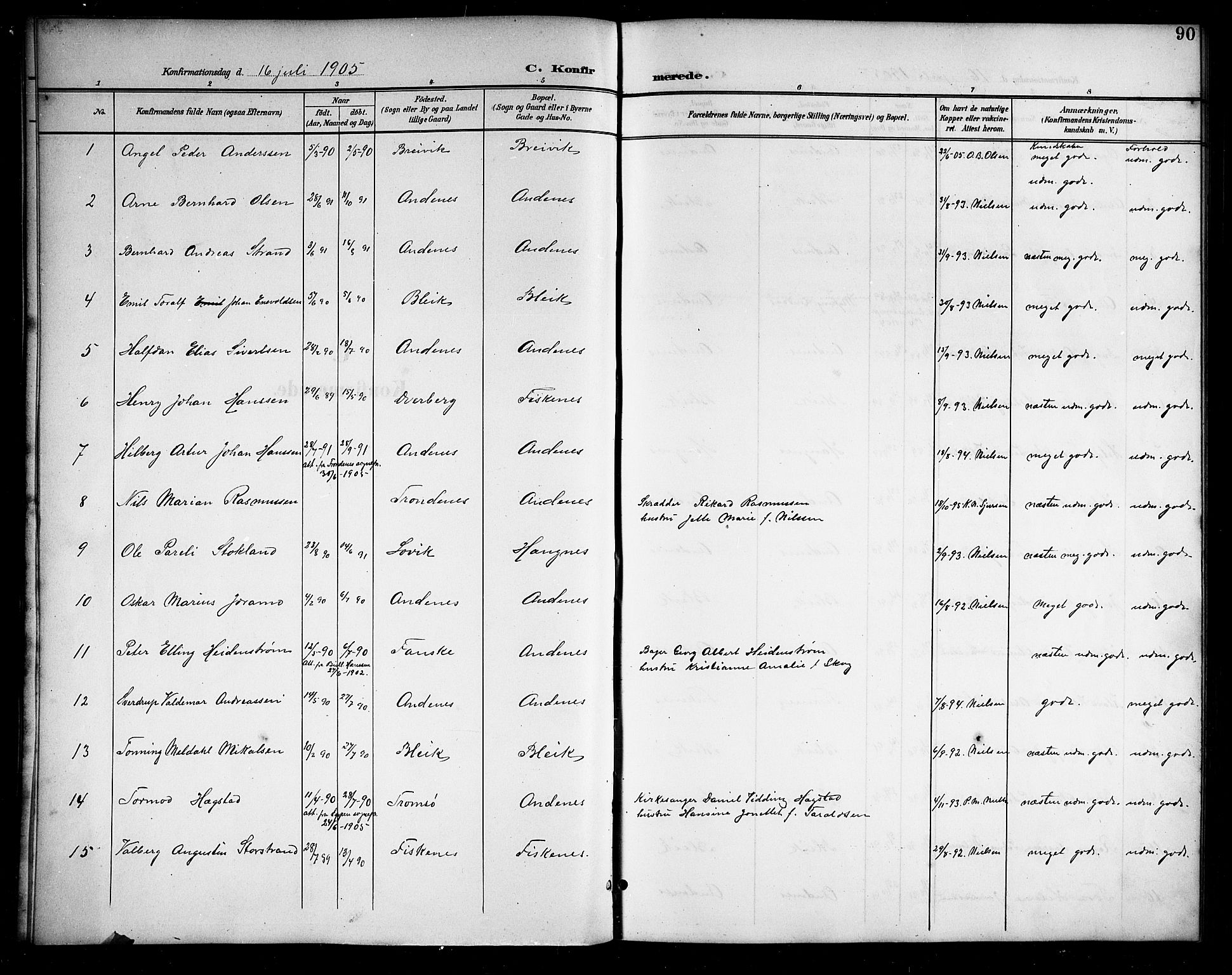 Ministerialprotokoller, klokkerbøker og fødselsregistre - Nordland, SAT/A-1459/899/L1449: Parish register (copy) no. 899C04, 1900-1918, p. 90