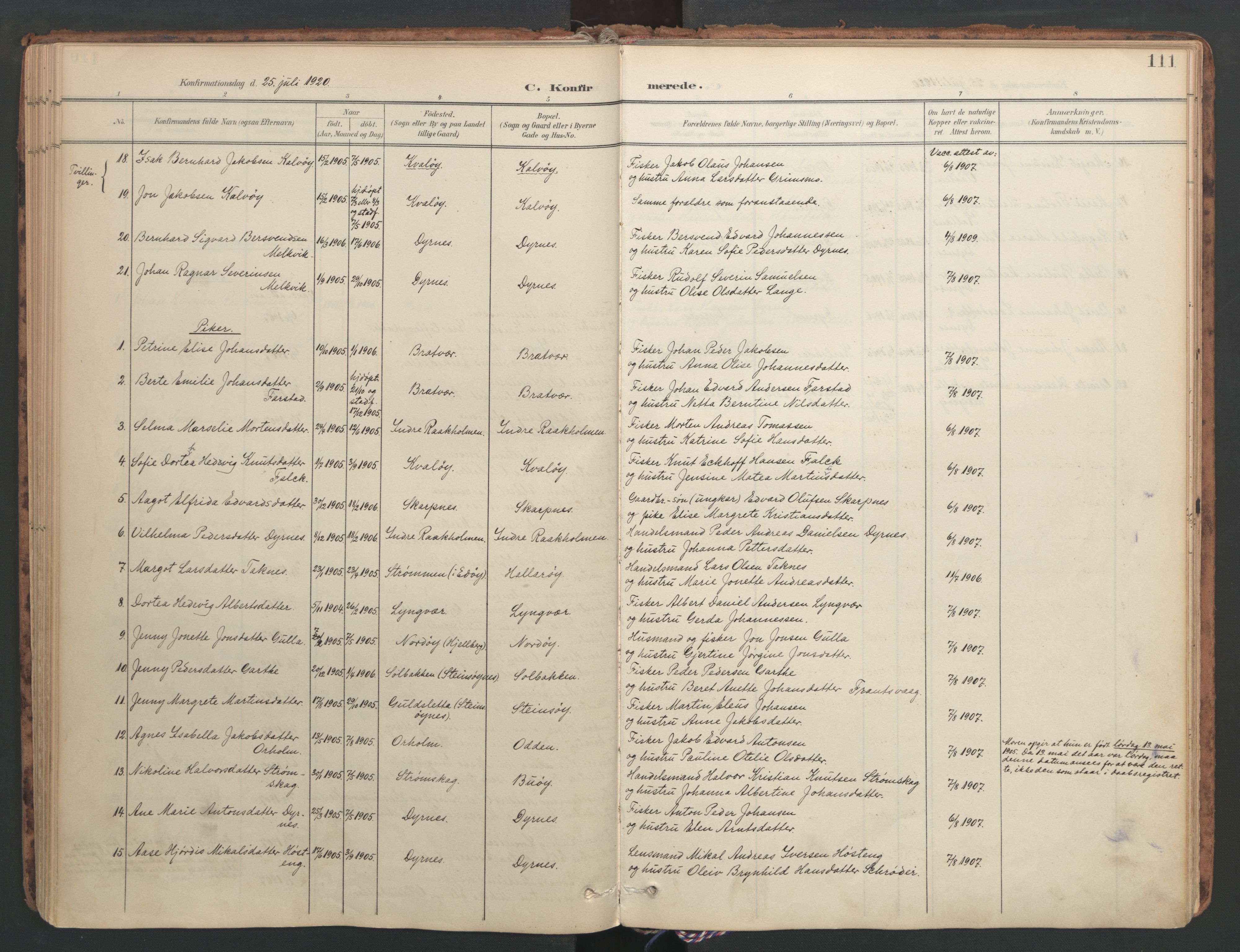 Ministerialprotokoller, klokkerbøker og fødselsregistre - Møre og Romsdal, SAT/A-1454/582/L0948: Parish register (official) no. 582A02, 1901-1922, p. 111