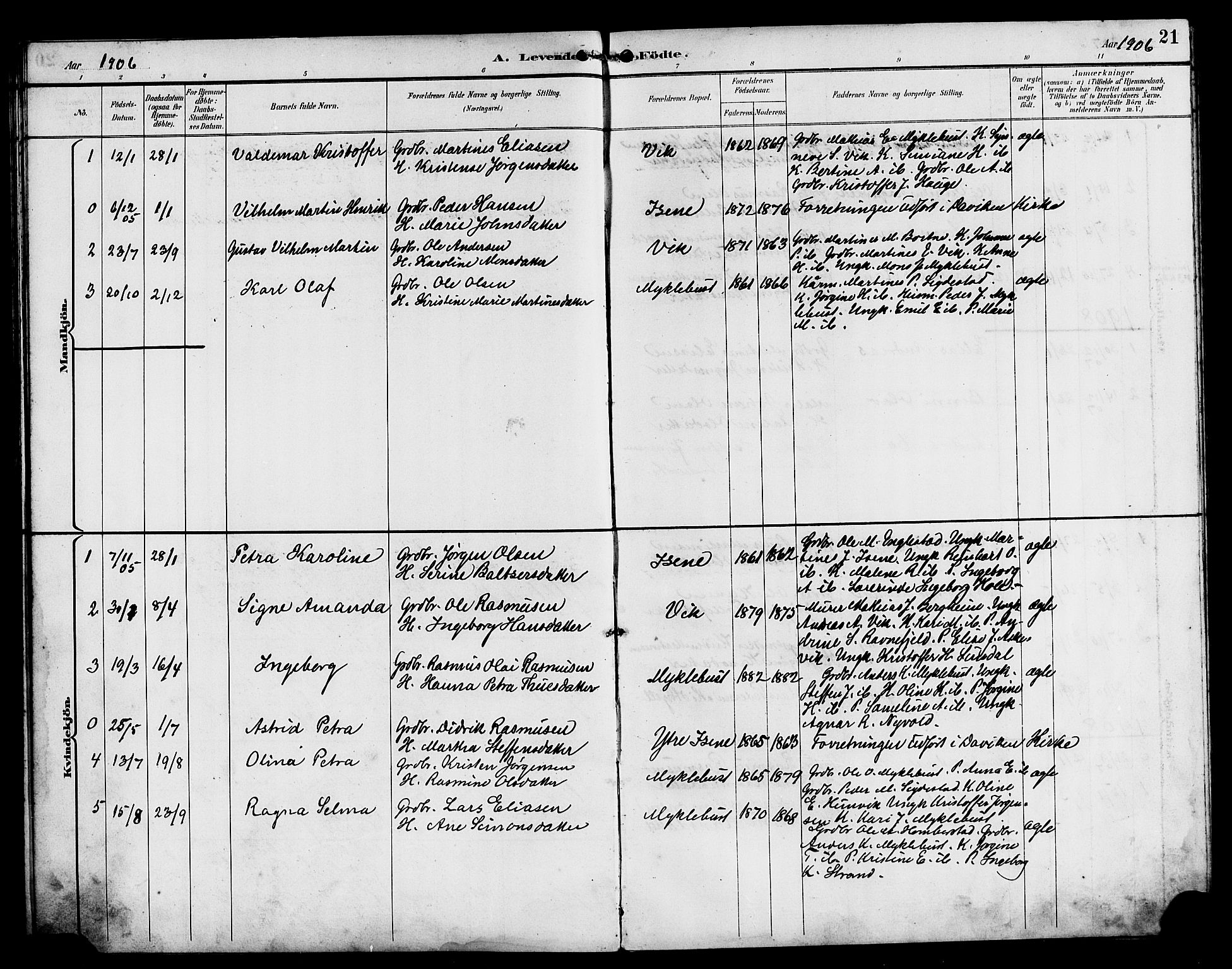 Davik sokneprestembete, AV/SAB-A-79701/H/Hab/Habd/L0002: Parish register (copy) no. D 2, 1890-1919, p. 21