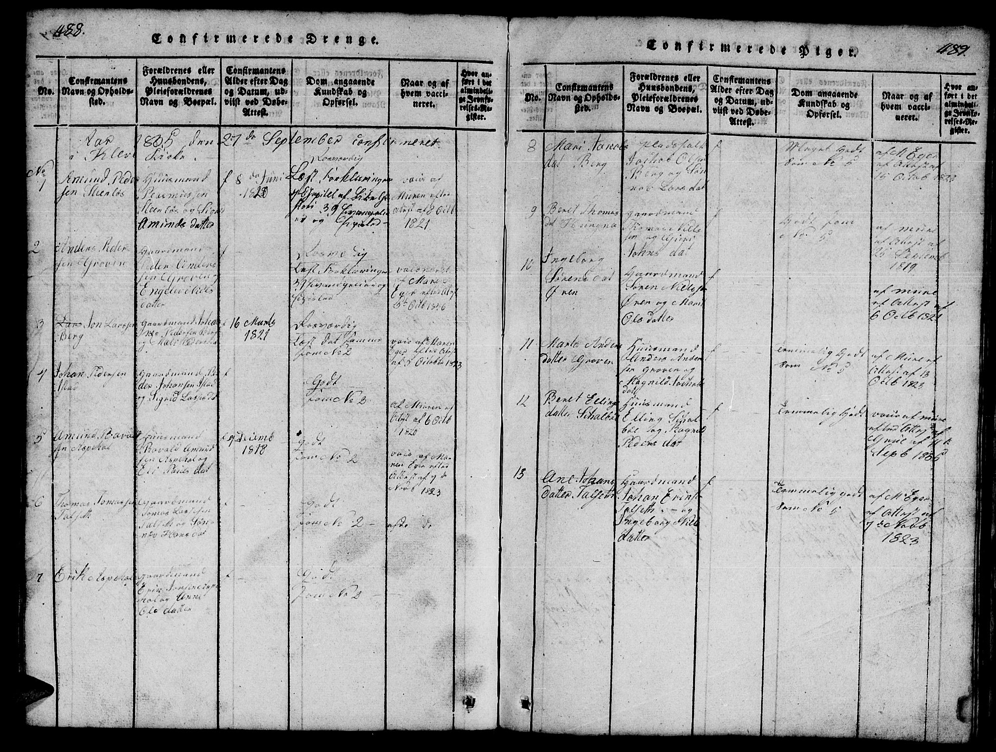 Ministerialprotokoller, klokkerbøker og fødselsregistre - Møre og Romsdal, SAT/A-1454/557/L0683: Parish register (copy) no. 557C01, 1818-1862, p. 488-489