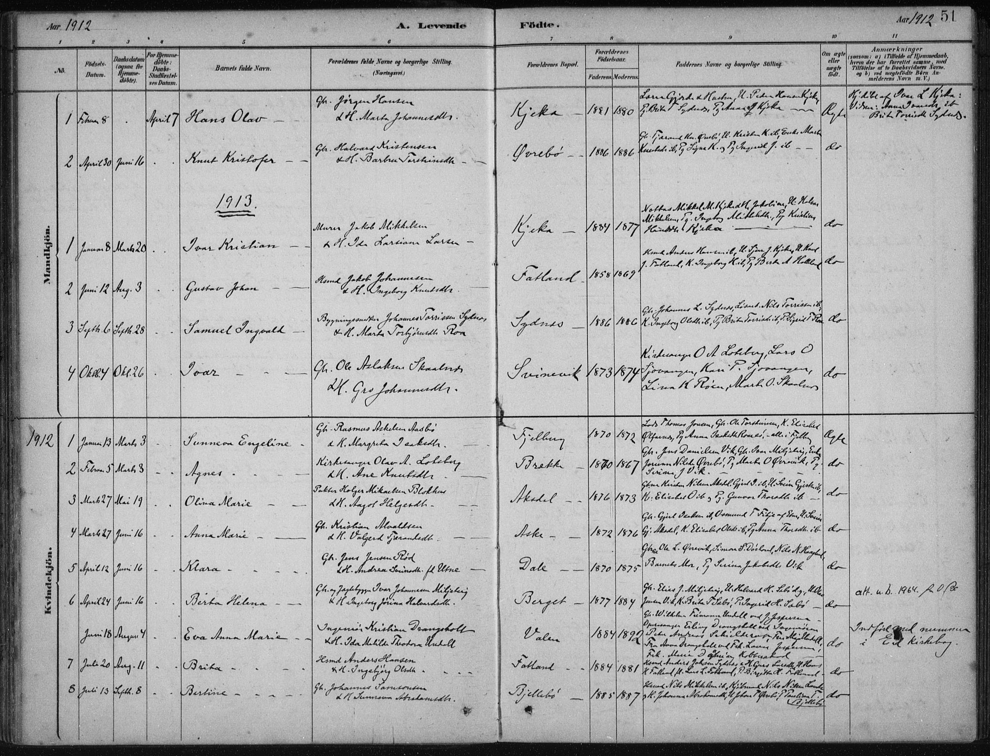 Fjelberg sokneprestembete, SAB/A-75201/H/Haa: Parish register (official) no. B  1, 1879-1919, p. 51