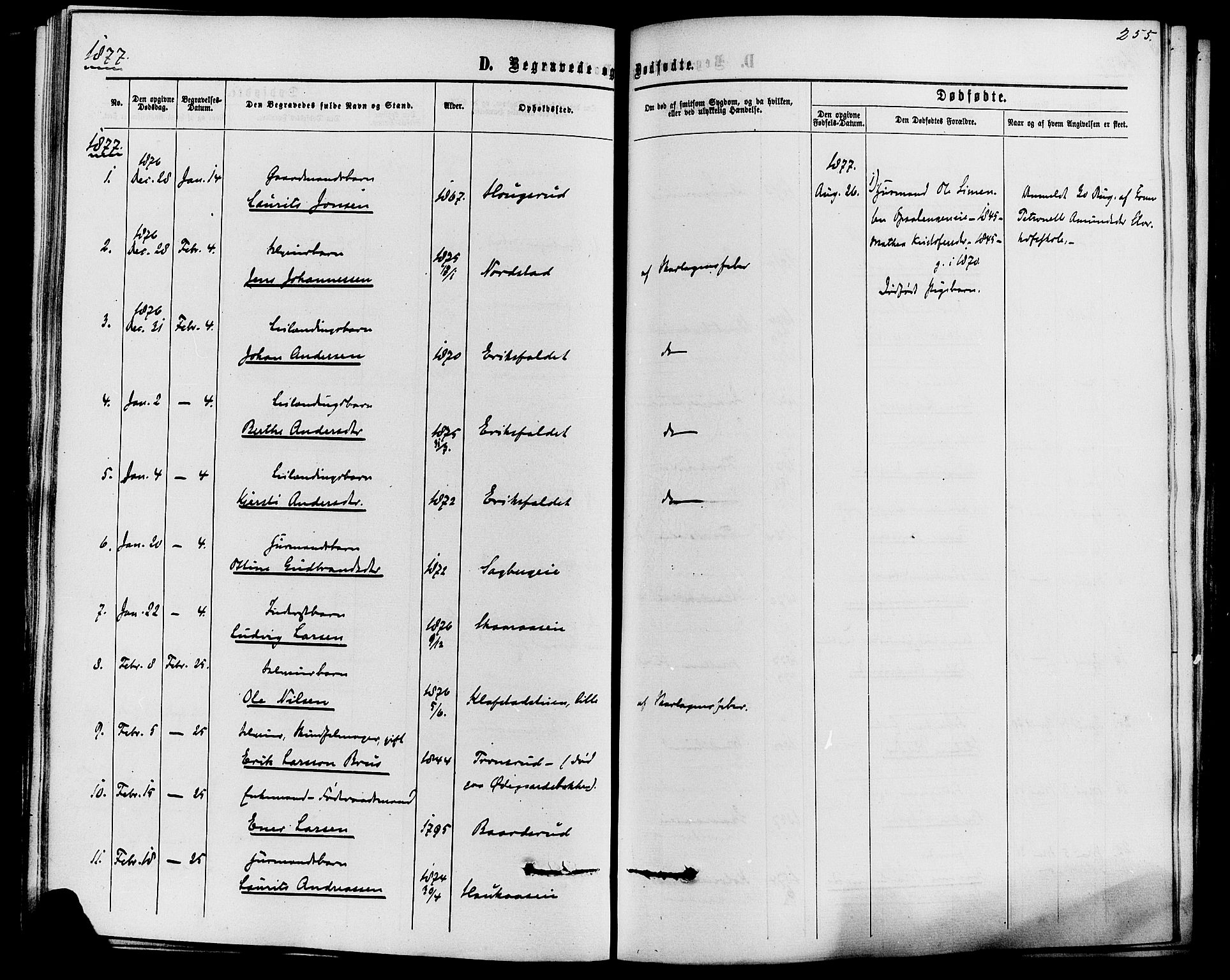 Romedal prestekontor, SAH/PREST-004/K/L0006: Parish register (official) no. 6, 1866-1886, p. 255