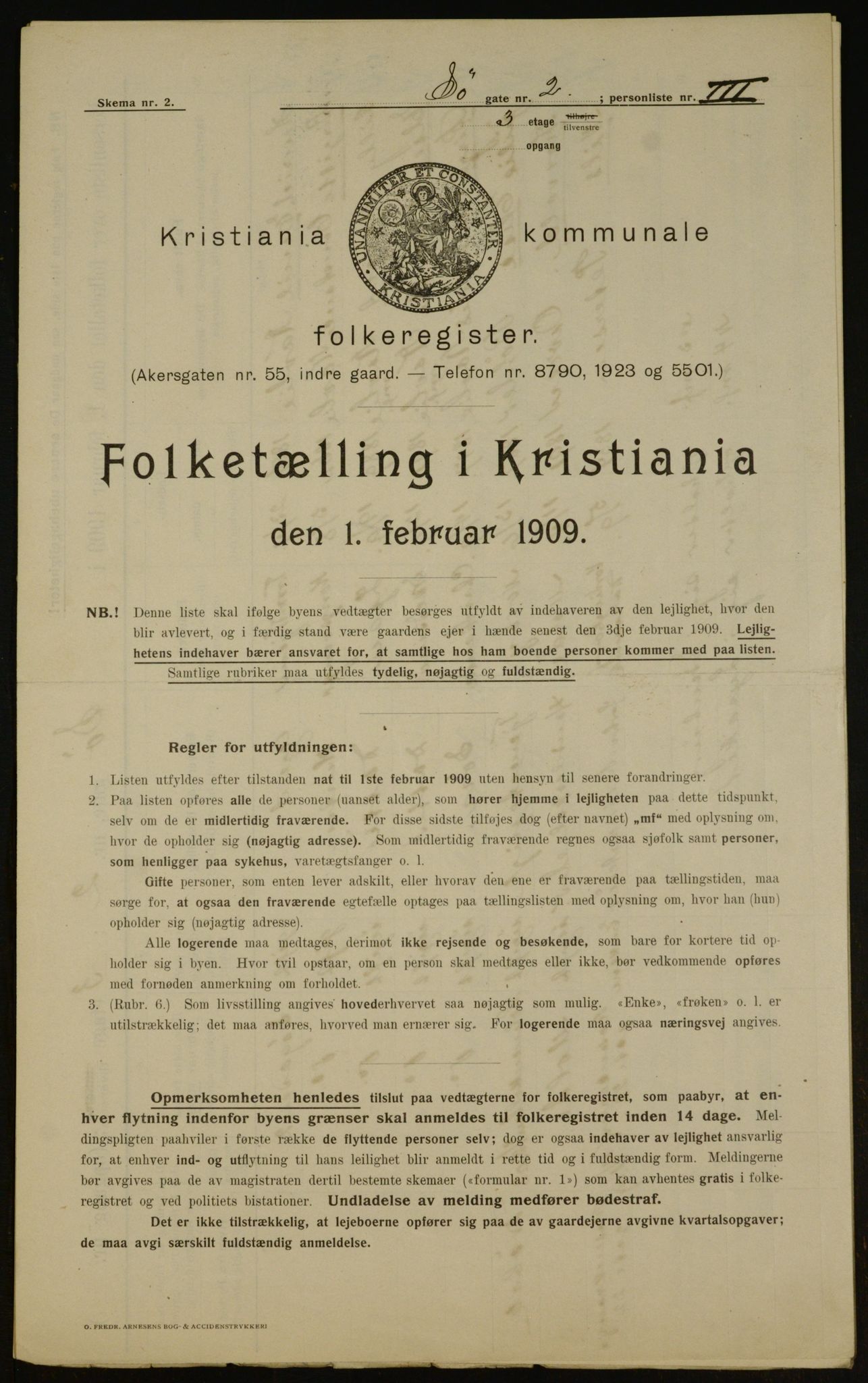 OBA, Municipal Census 1909 for Kristiania, 1909, p. 96163