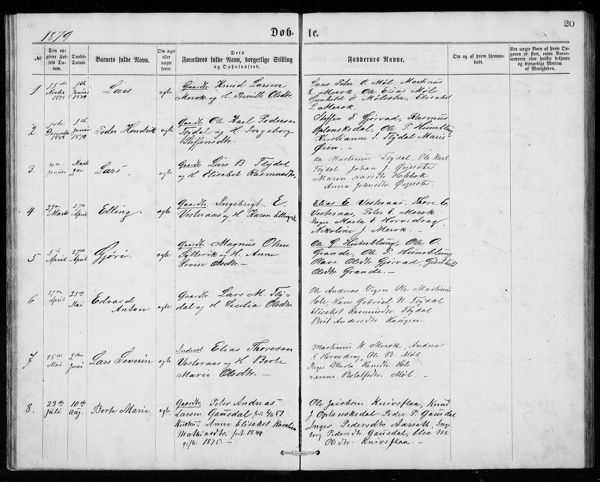 Ministerialprotokoller, klokkerbøker og fødselsregistre - Møre og Romsdal, SAT/A-1454/518/L0235: Parish register (copy) no. 518C02, 1867-1888, p. 20