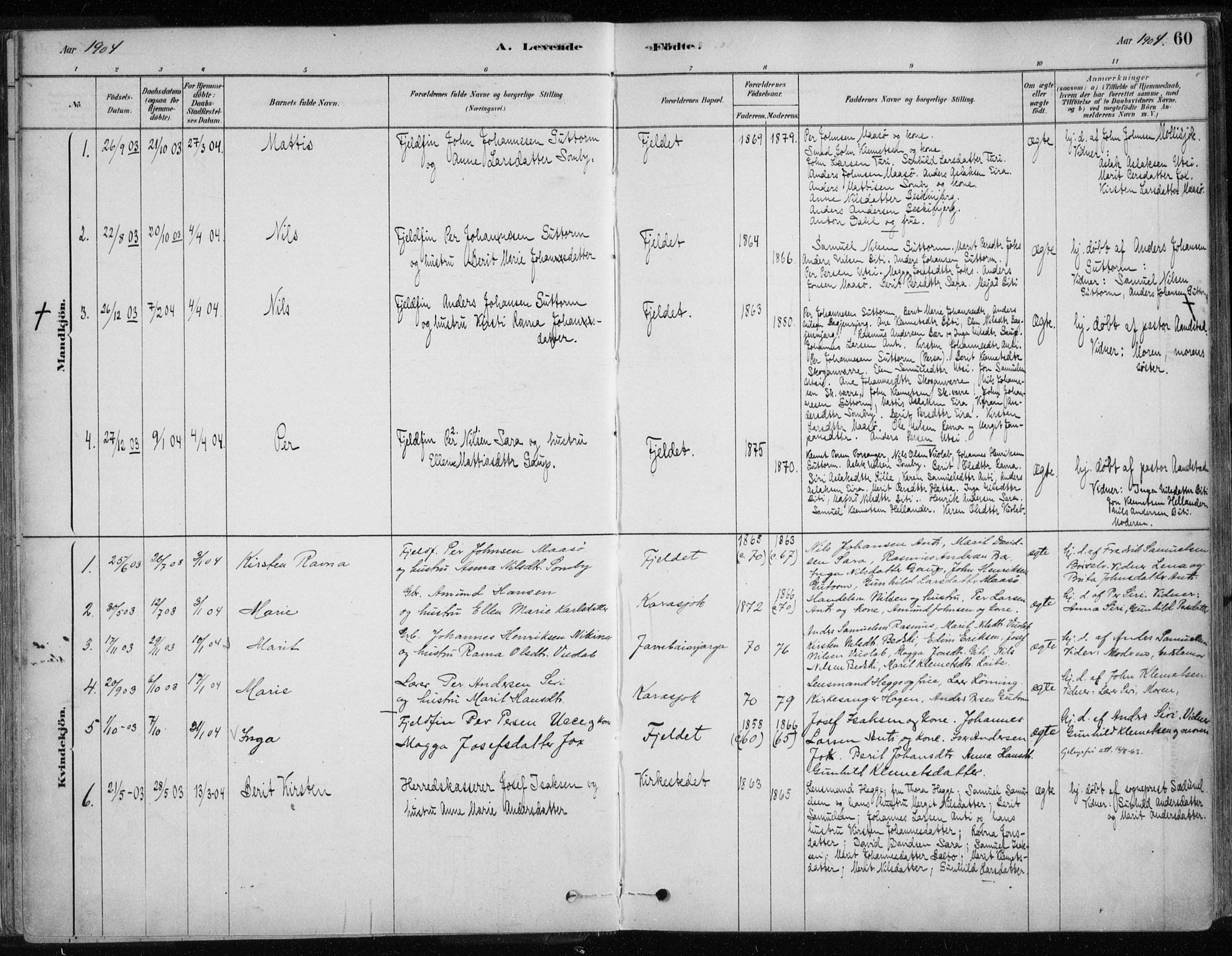 Karasjok sokneprestkontor, AV/SATØ-S-1352/H/Ha/L0002kirke: Parish register (official) no. 2, 1885-1906, p. 60