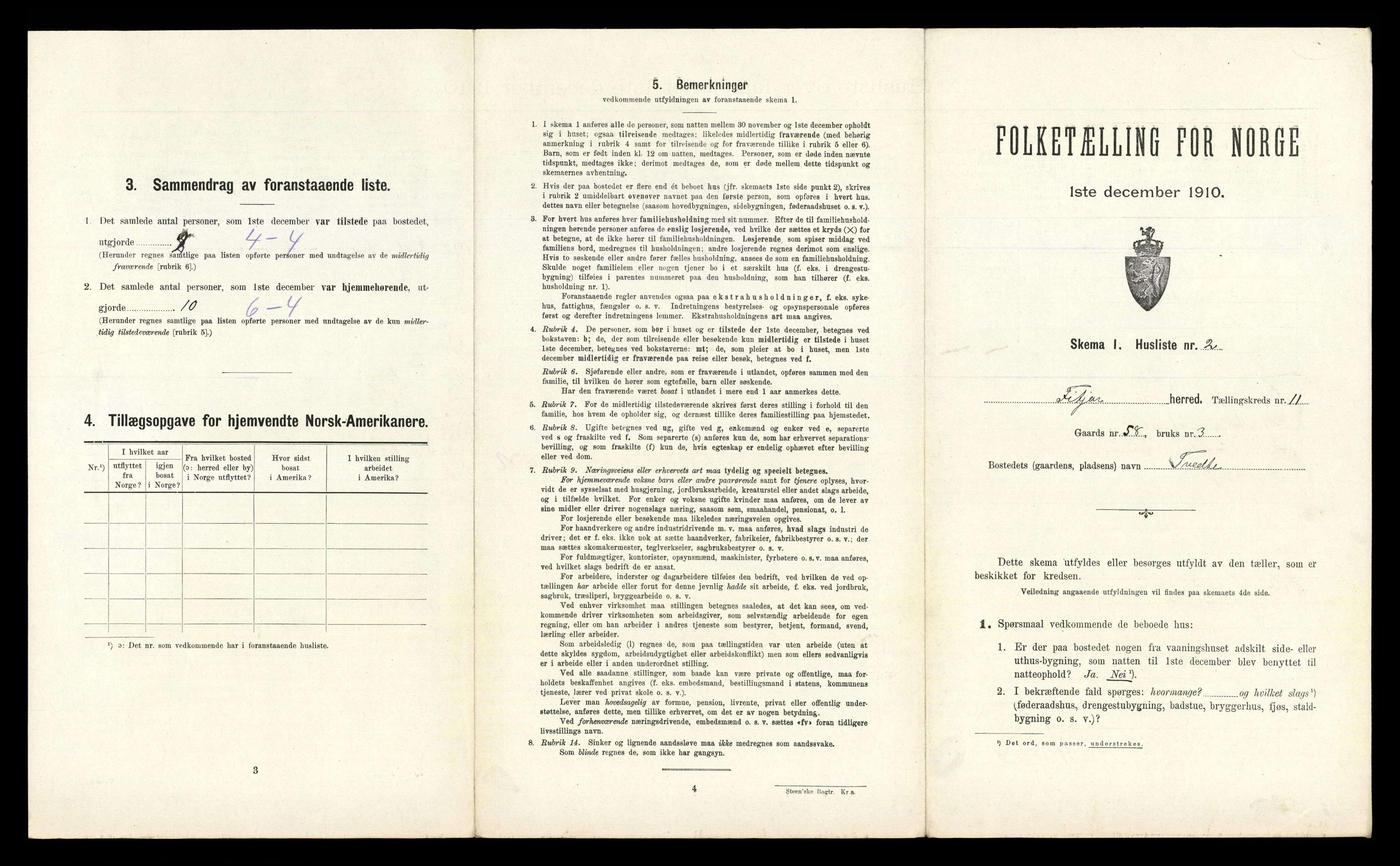 RA, 1910 census for Fitjar, 1910, p. 645