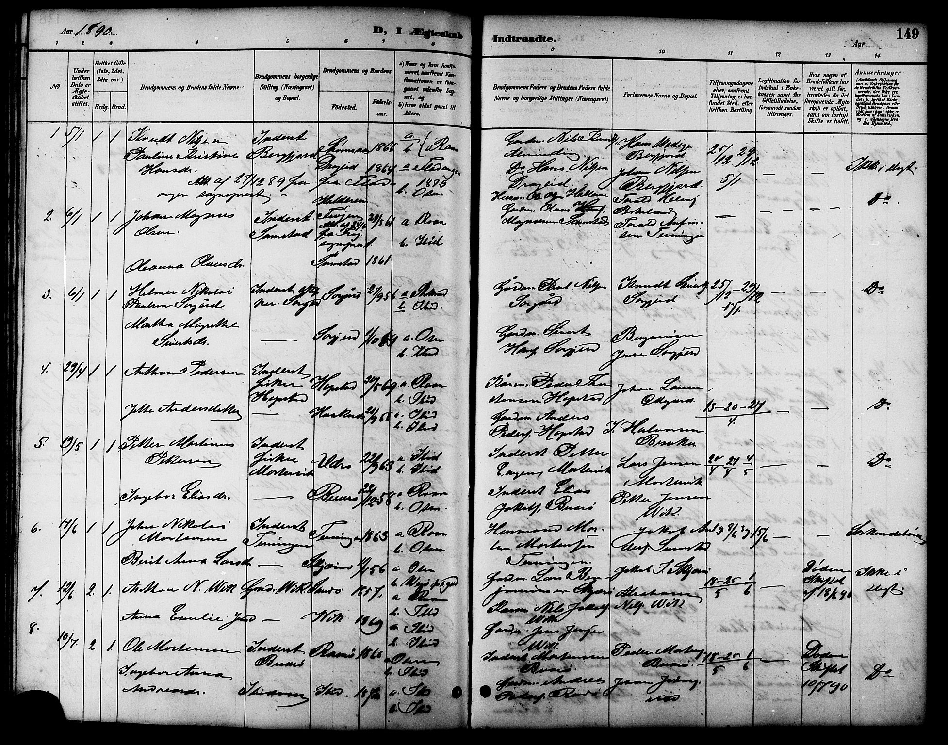 Ministerialprotokoller, klokkerbøker og fødselsregistre - Sør-Trøndelag, SAT/A-1456/657/L0716: Parish register (copy) no. 657C03, 1889-1904, p. 149