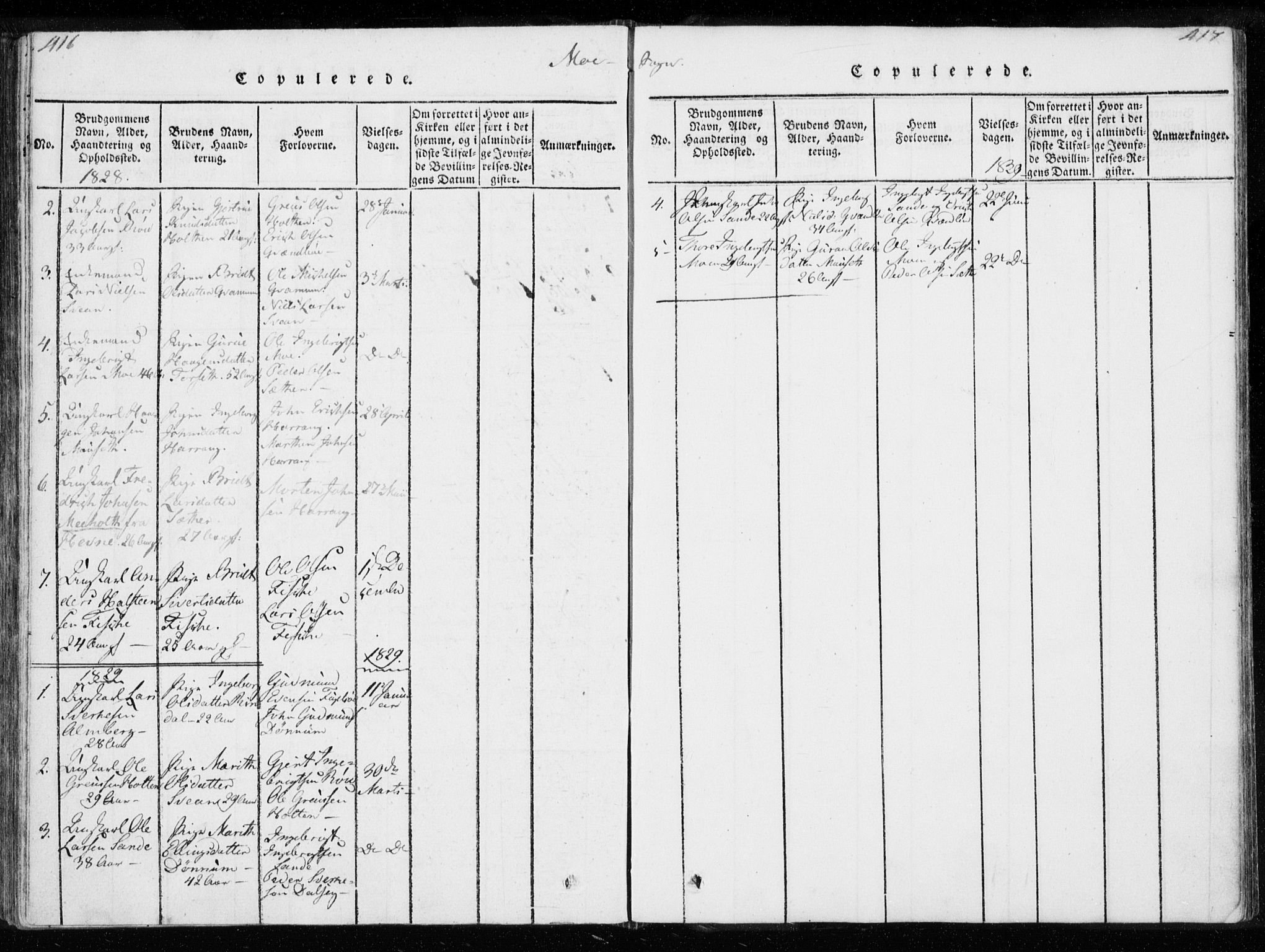 Ministerialprotokoller, klokkerbøker og fødselsregistre - Møre og Romsdal, AV/SAT-A-1454/595/L1041: Parish register (official) no. 595A03, 1819-1829, p. 416-417