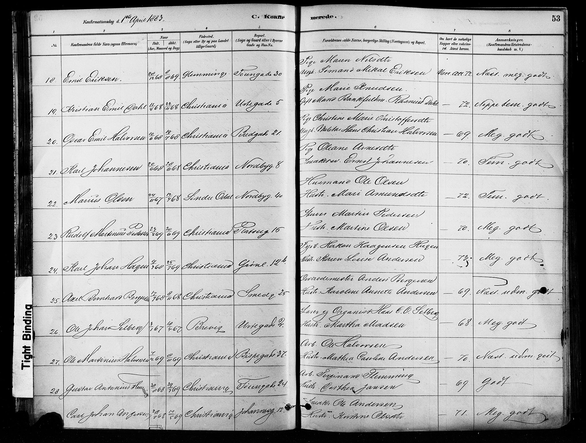 Grønland prestekontor Kirkebøker, SAO/A-10848/F/Fa/L0008: Parish register (official) no. 8, 1881-1893, p. 53