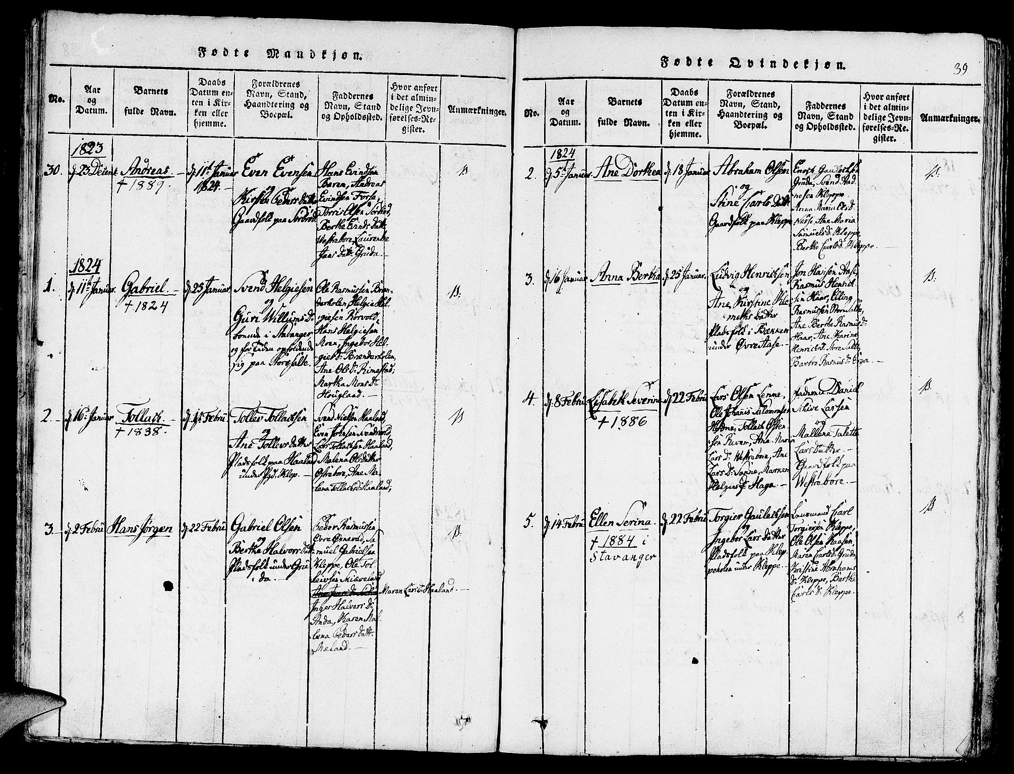 Klepp sokneprestkontor, SAST/A-101803/001/3/30BA/L0002: Parish register (official) no. A 2, 1816-1833, p. 39