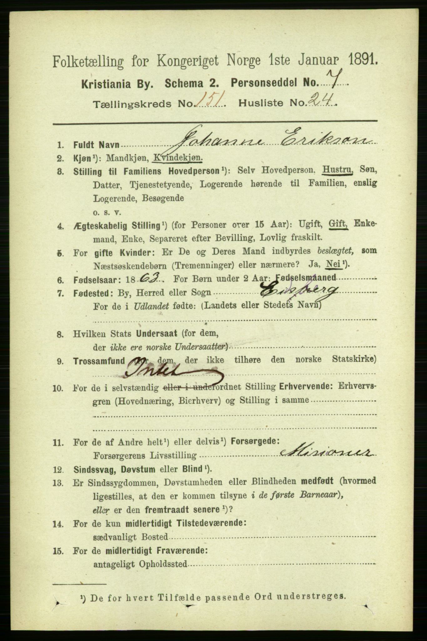 RA, 1891 census for 0301 Kristiania, 1891, p. 85011