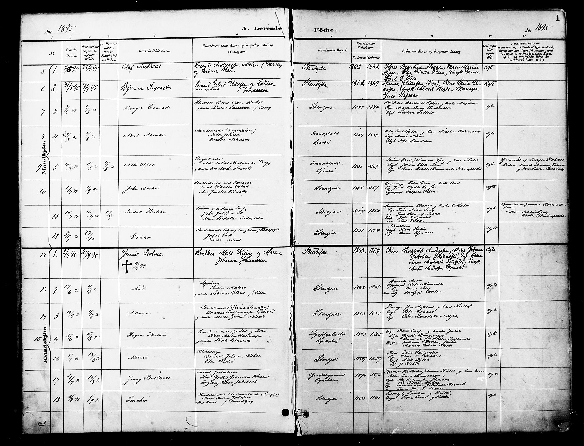 Ministerialprotokoller, klokkerbøker og fødselsregistre - Nord-Trøndelag, SAT/A-1458/739/L0372: Parish register (official) no. 739A04, 1895-1903, p. 1
