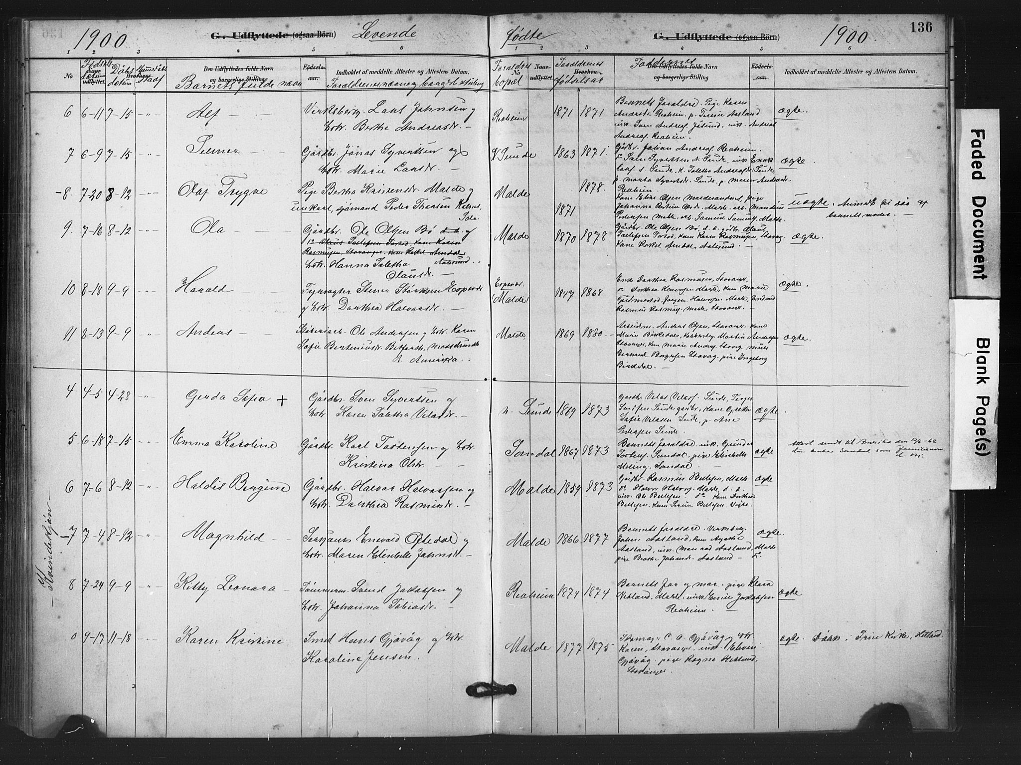 Håland sokneprestkontor, SAST/A-101802/001/30BA/L0011: Parish register (official) no. A 10, 1883-1900, p. 136