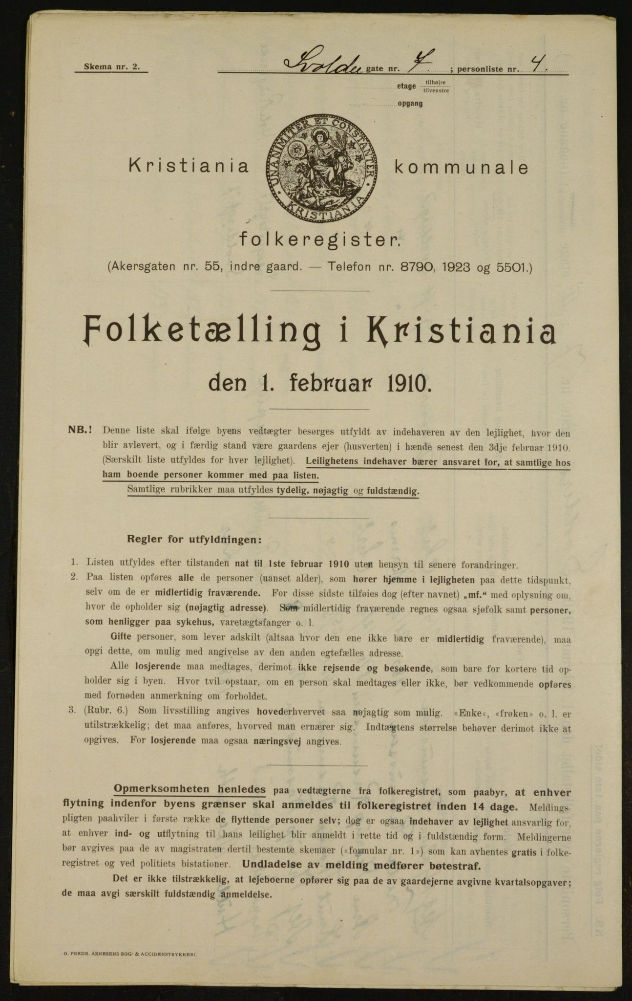 OBA, Municipal Census 1910 for Kristiania, 1910, p. 100746