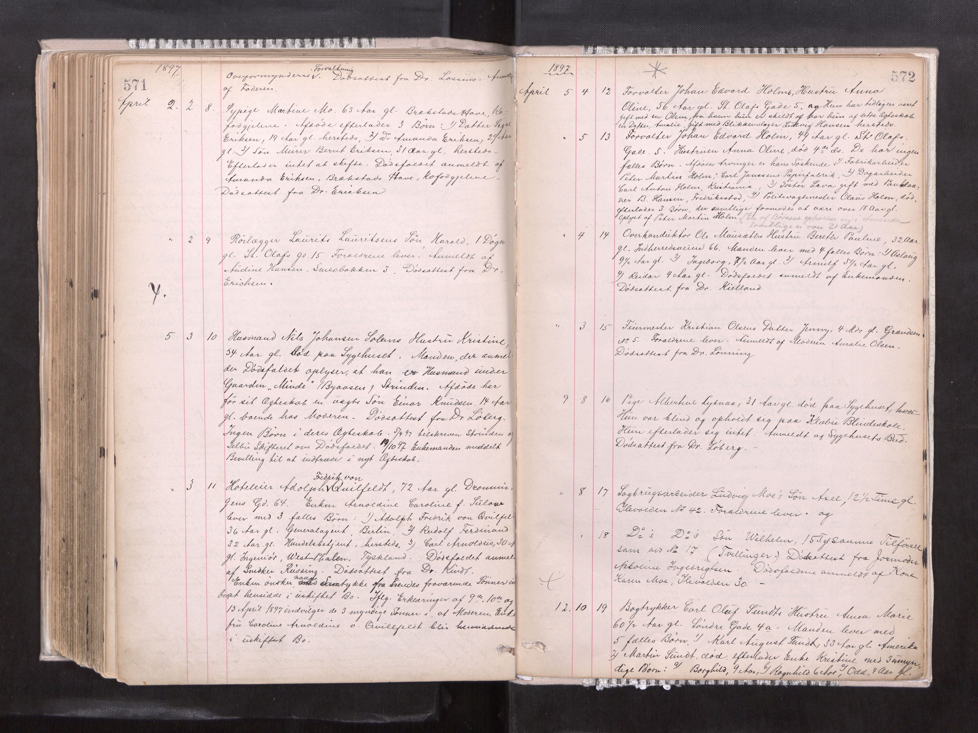 Trondheim byfogd, AV/SAT-A-0003/1/3/3L/L0004: Dødsanmeldelsesprotokoll, 1891-1897, p. 571-572